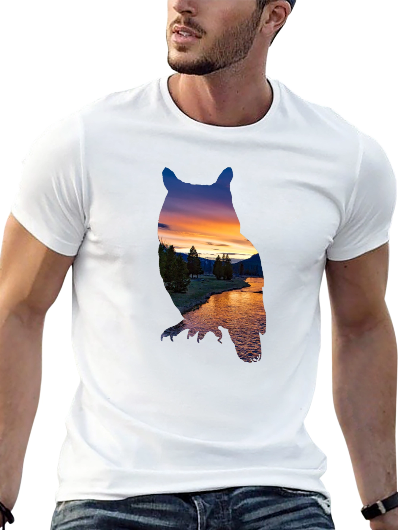 Black Owl Sunset Graphic Tee view 13