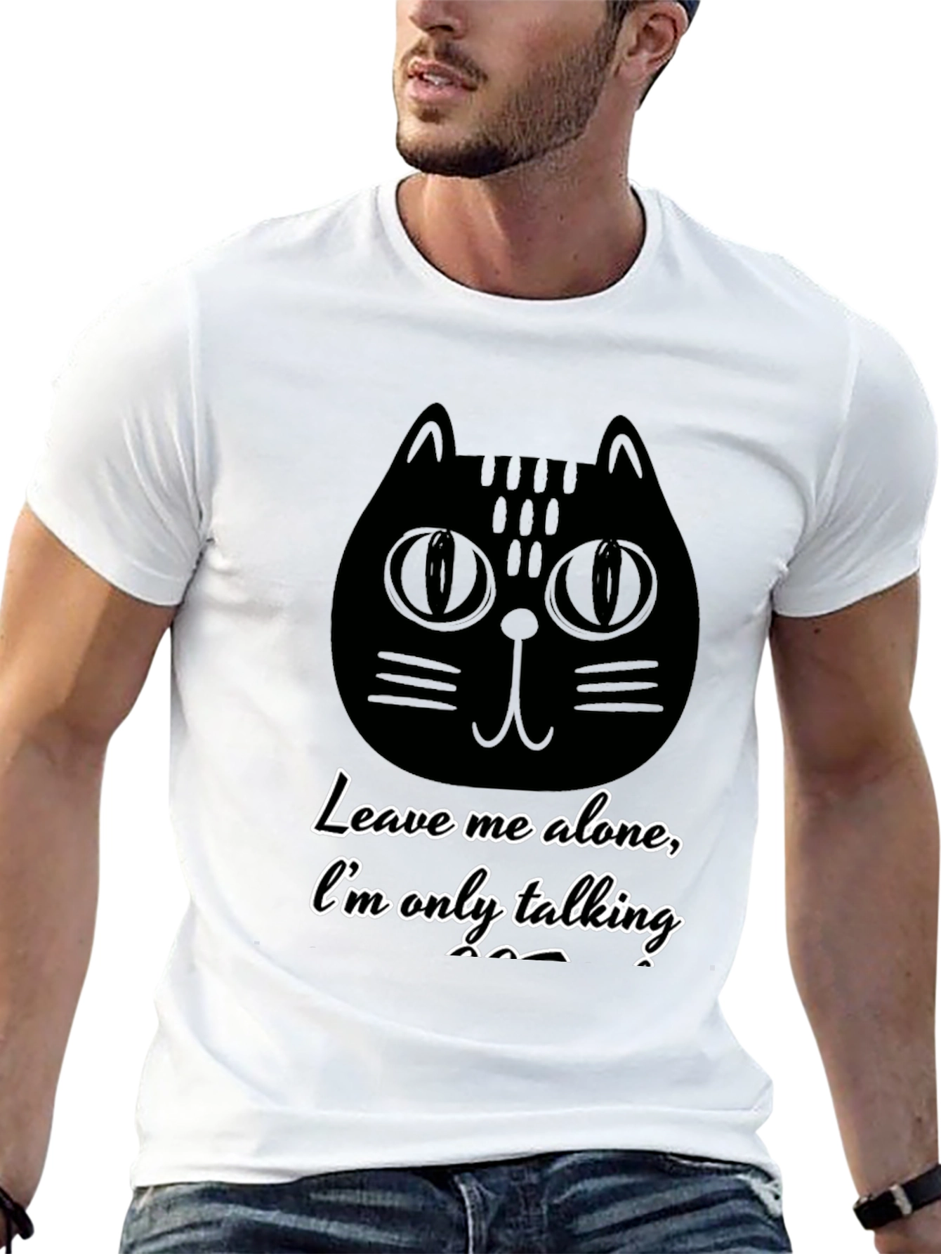 Black Funny Cat Graphic T-Shirt - Leave Me Alone view 13