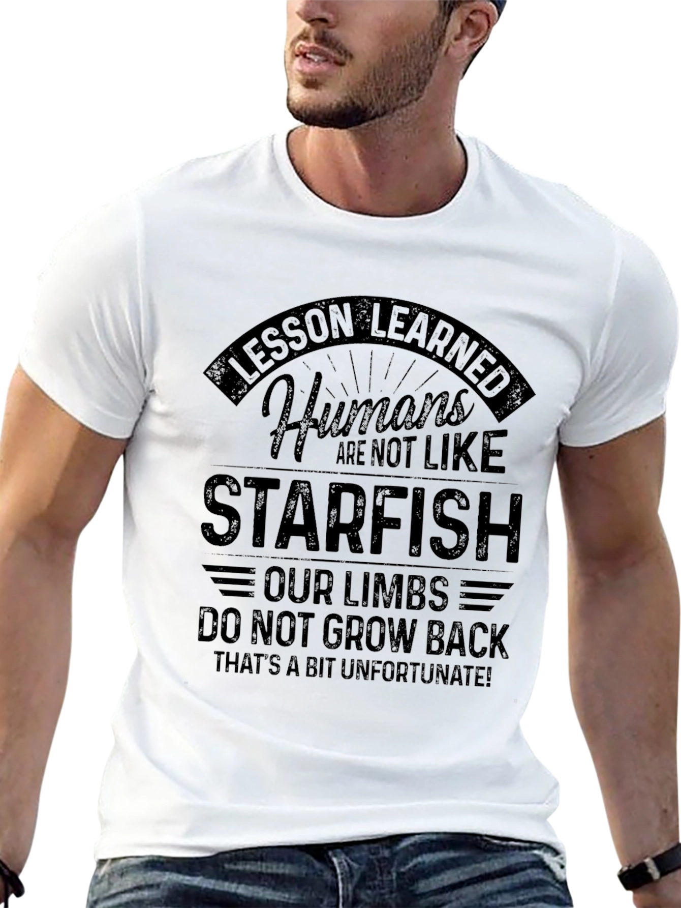 Black Lesson Learned Humans Starfish Graphic Tee view 13
