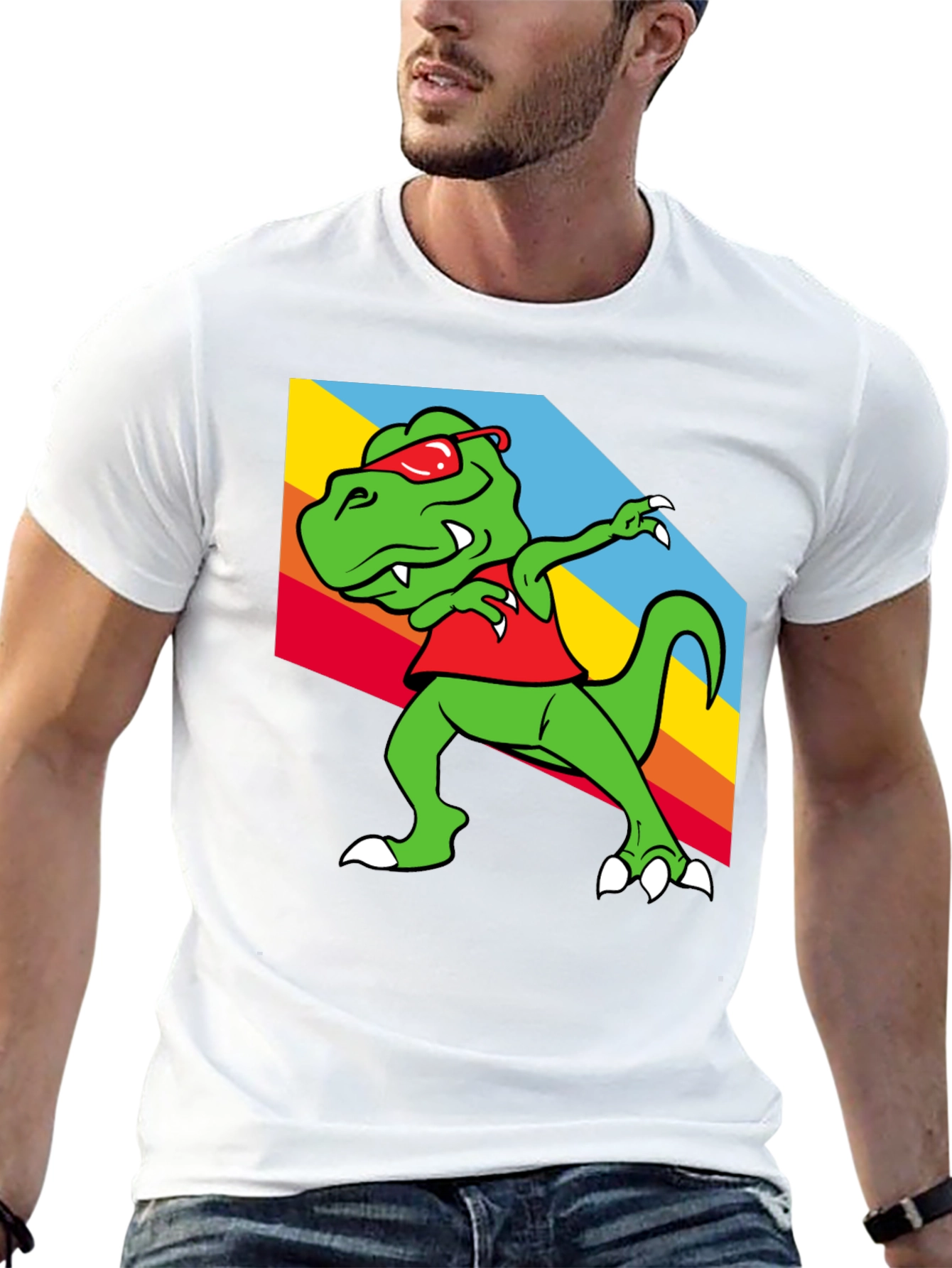 Black Dabbing Dinosaur Graphic Tee - Trendy T-Rex T-Shirt view 13