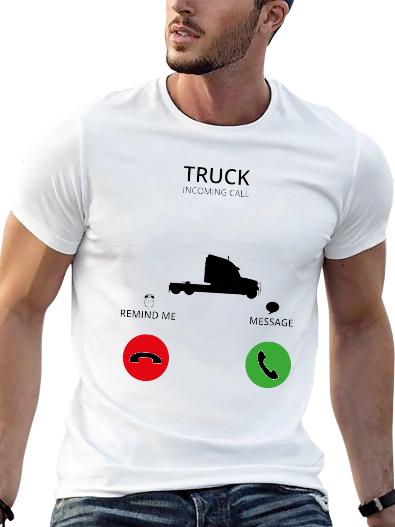 Truck Incoming Call Black T-Shirt - 13