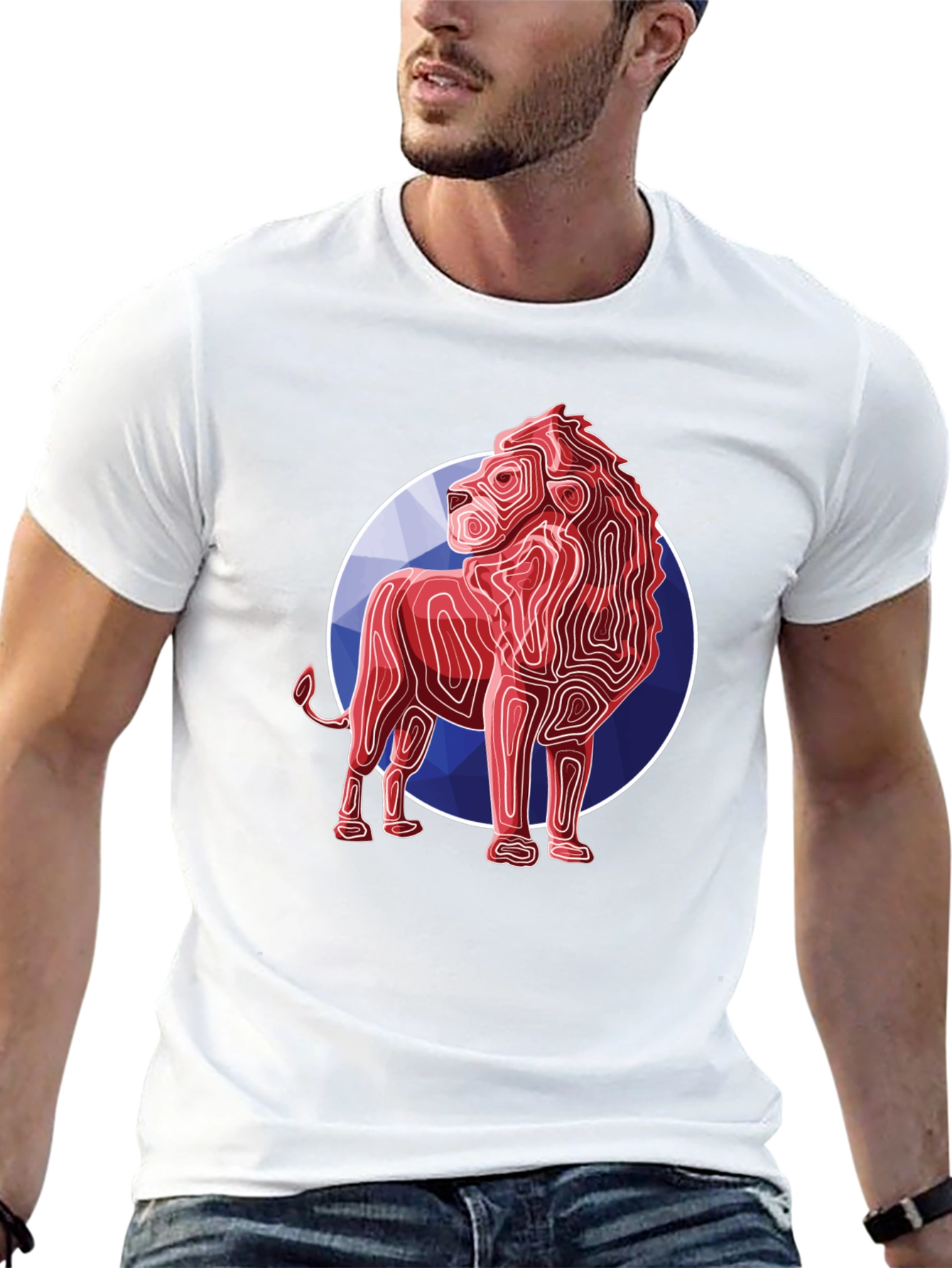 Black Geometric Lion Graphic Tee - Modern Style view 13