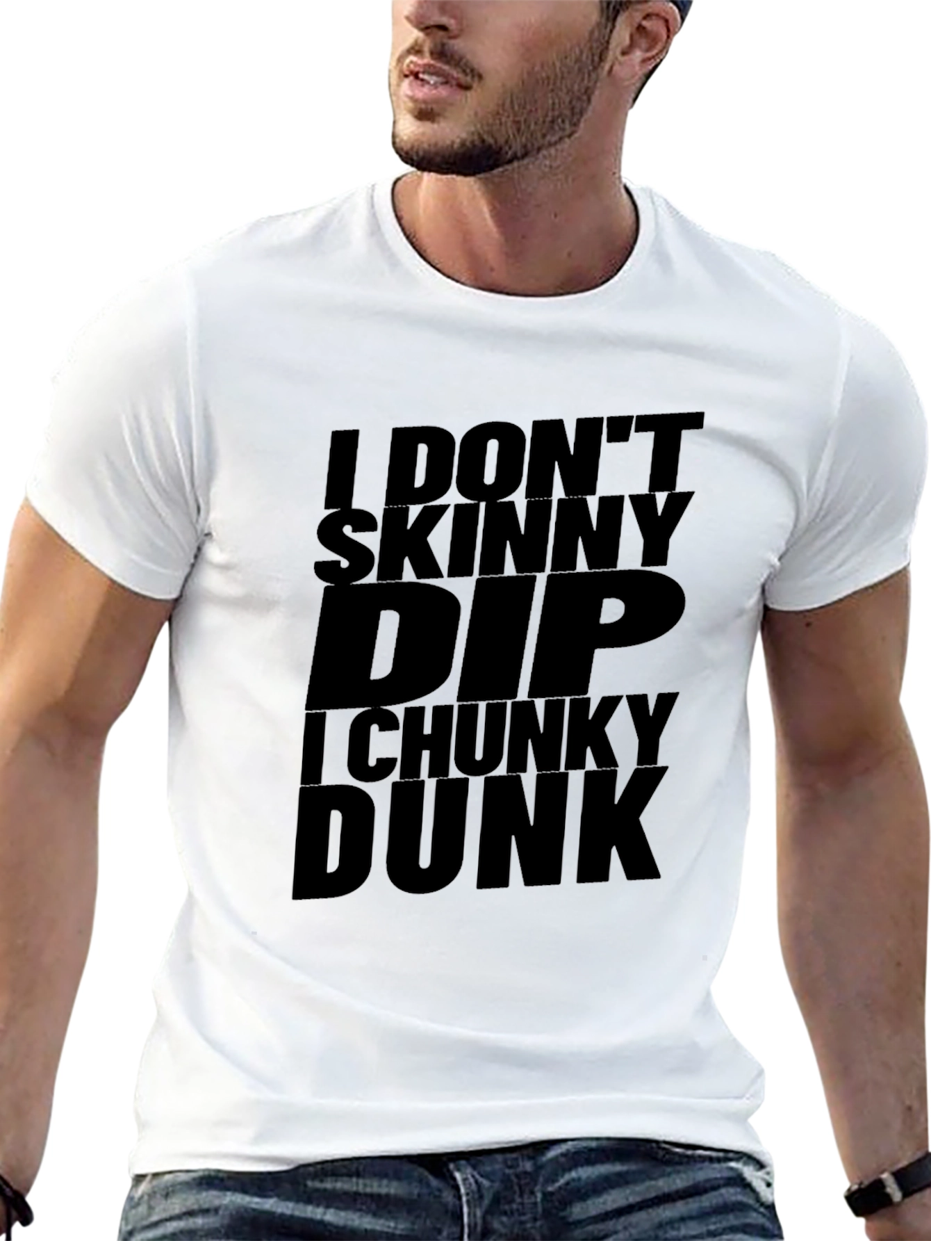 Black I Don't Skinny Dip, I Chunky Dunk Black T-Shirt view 13