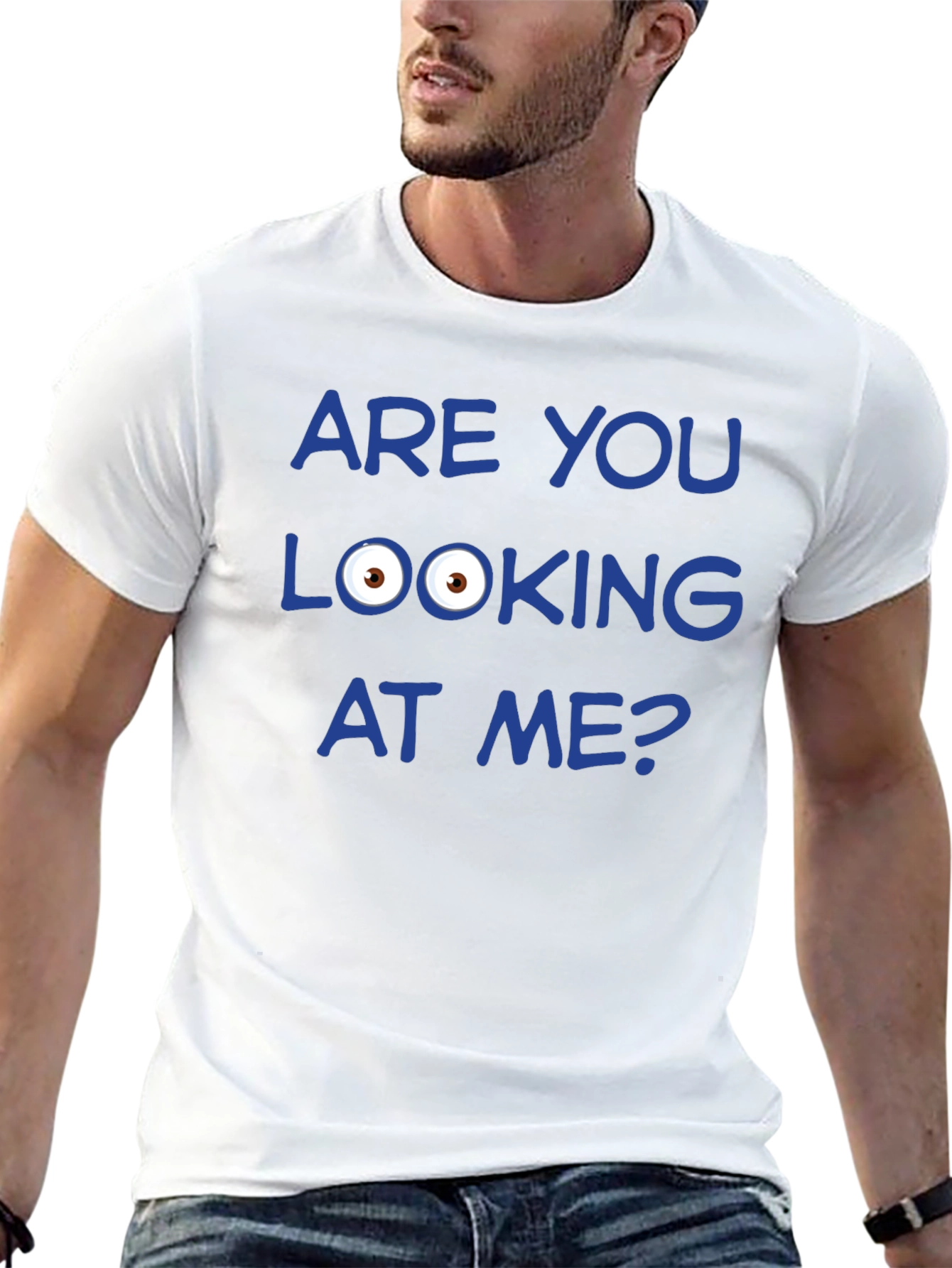 Black Funny Graphic T-Shirt - Are You Looking at Me? view 13