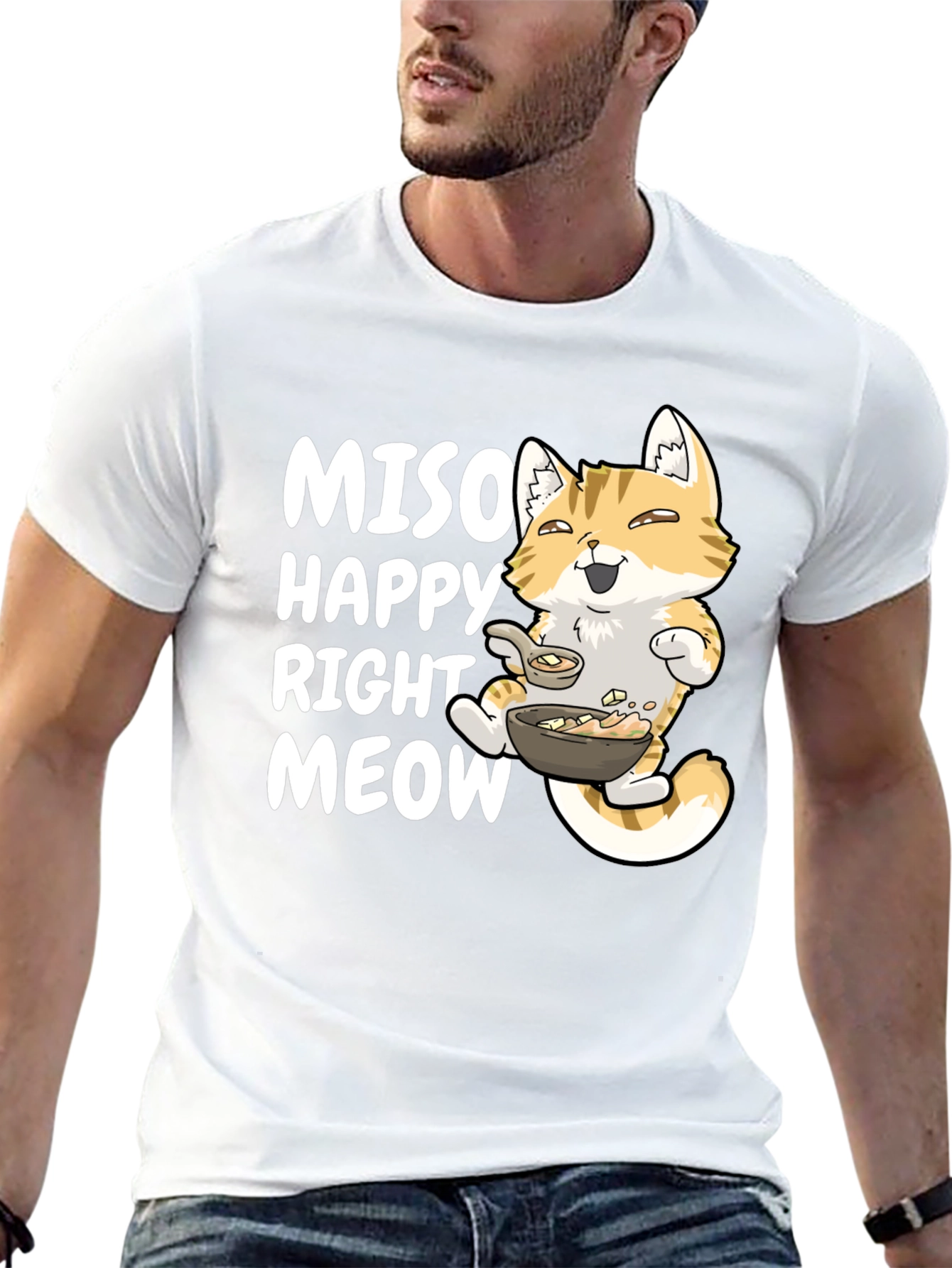 Black Miso Happy Right Meow T-Shirt view 13