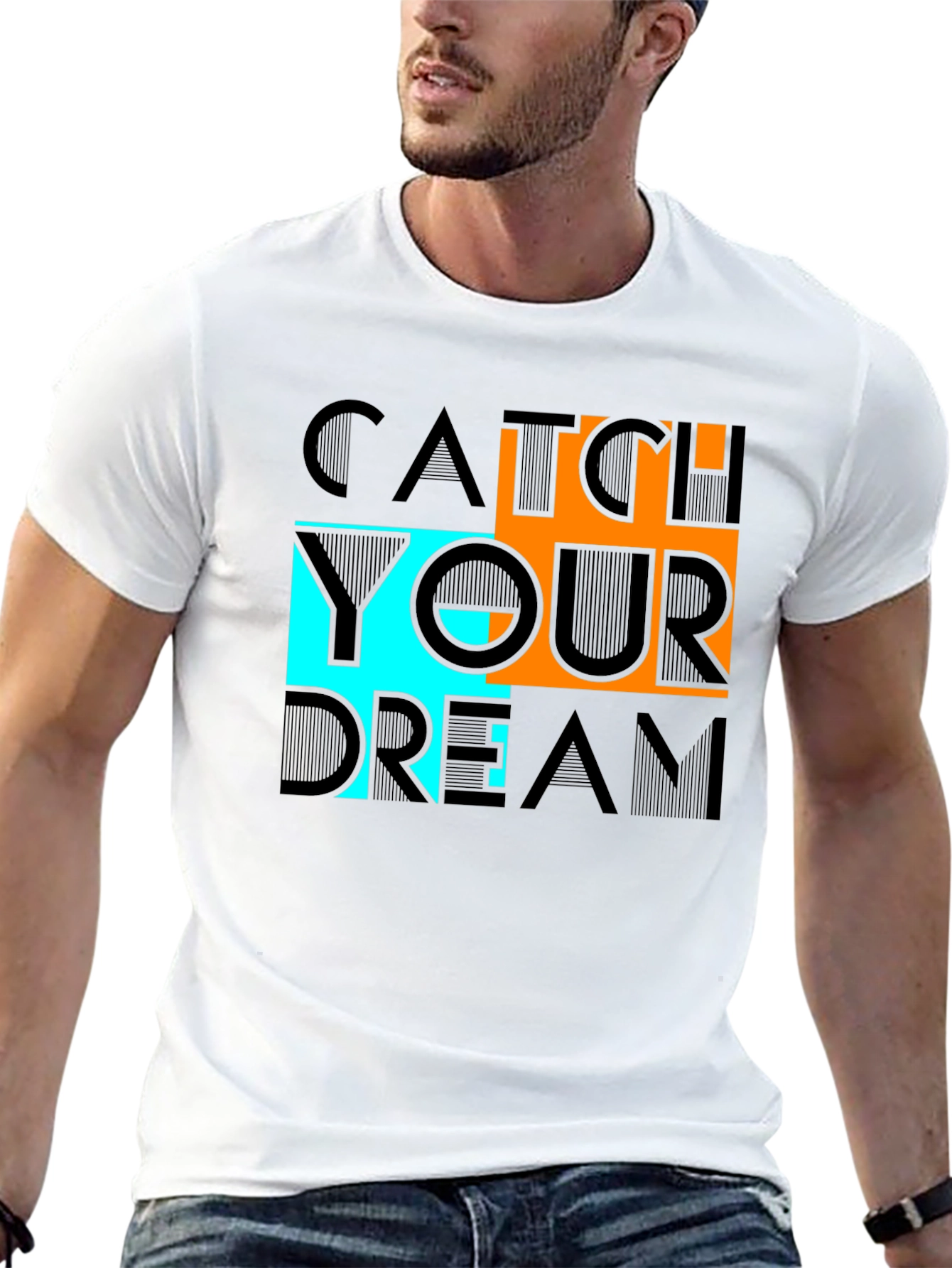 Black Catch Your Dream Graphic Tee - Black Cotton Casual Shirt view 13