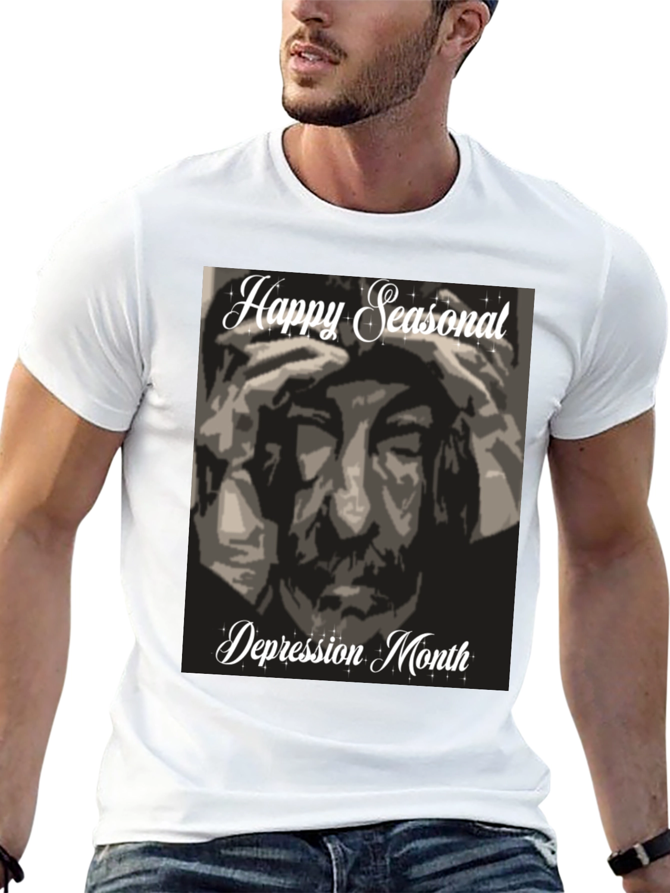 Black Happy Seasonal Depression Month T-Shirt view 13