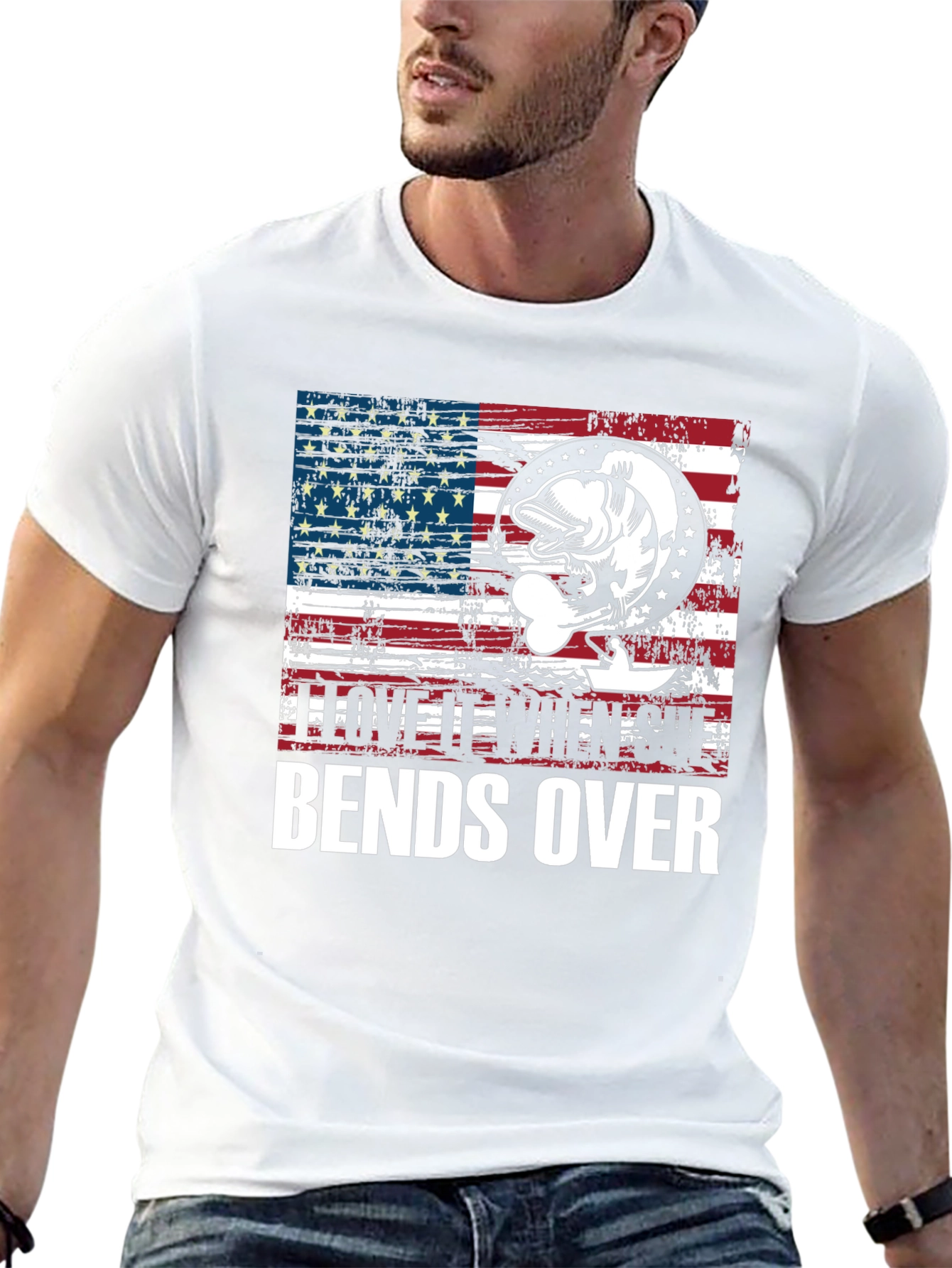 Black American Flag Fishing T-Shirt view 13