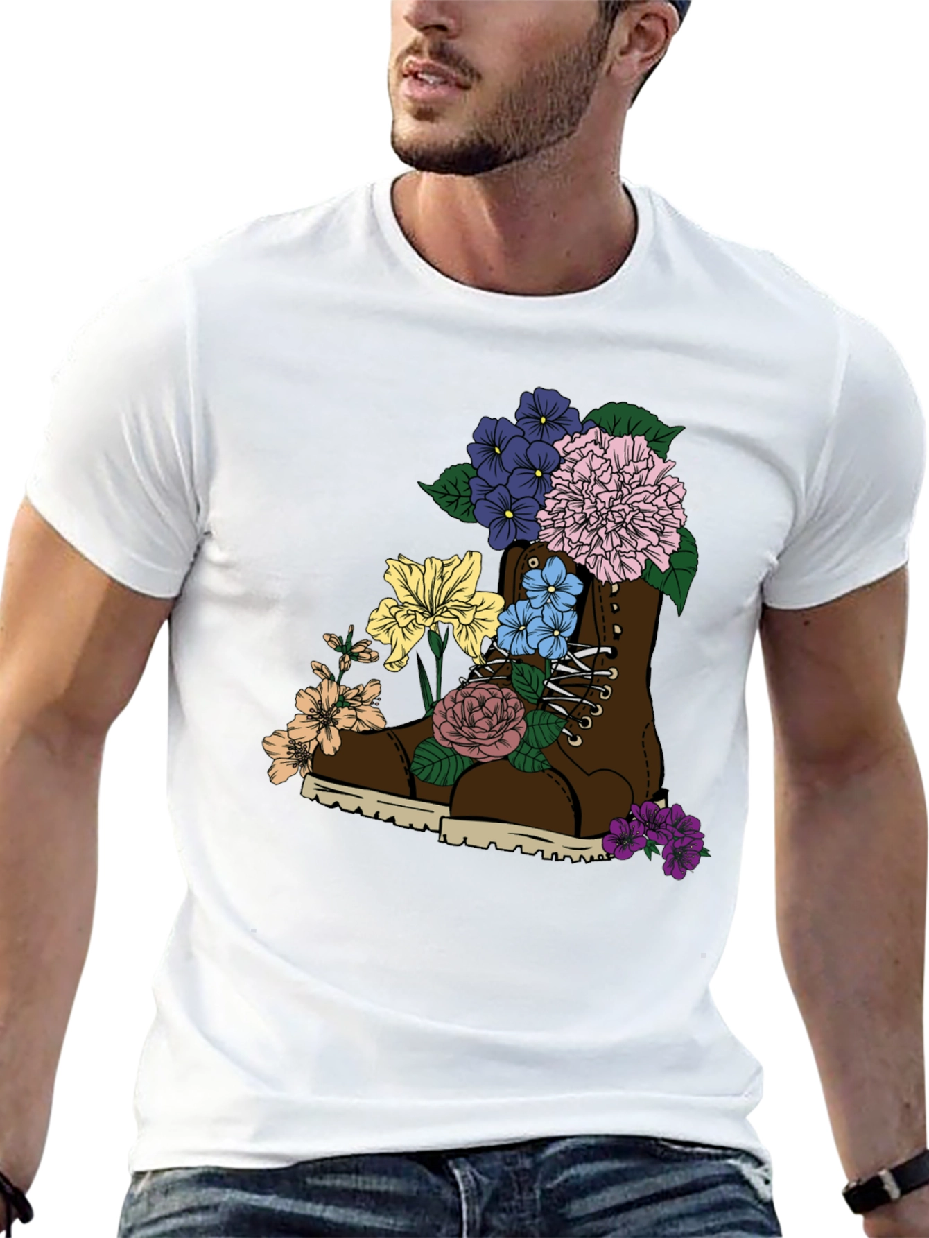Floral Boot T-Shirt: Unique Graphic Tee - 13
