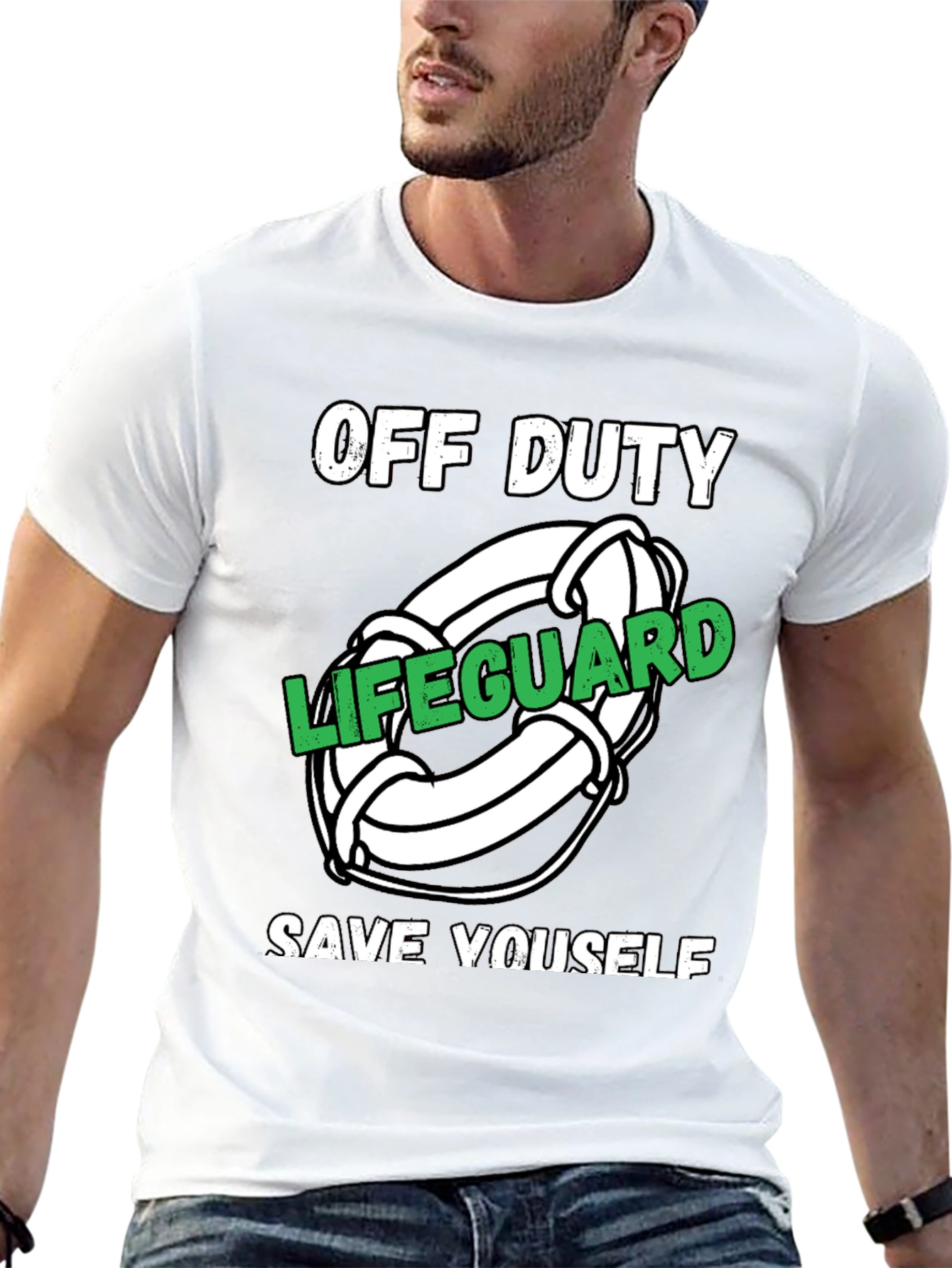 Black Off Duty Lifeguard Novelty Graphic T-Shirt view 13