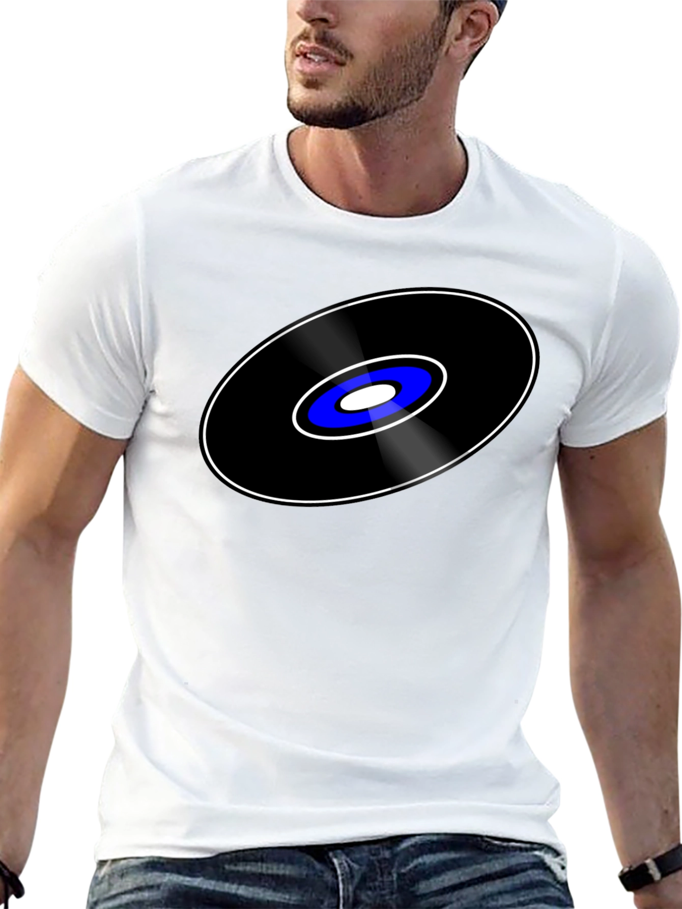 Black Retro Vinyl Record Graphic Tee - Cool Music Lover Shirt view 13