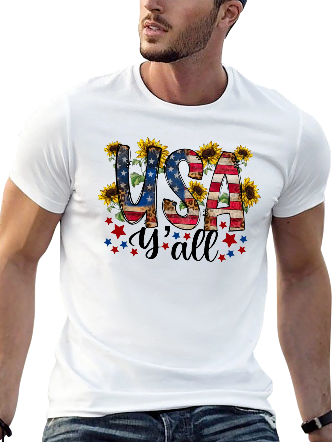 Black USA Y'all Patriotic T-Shirt view 13