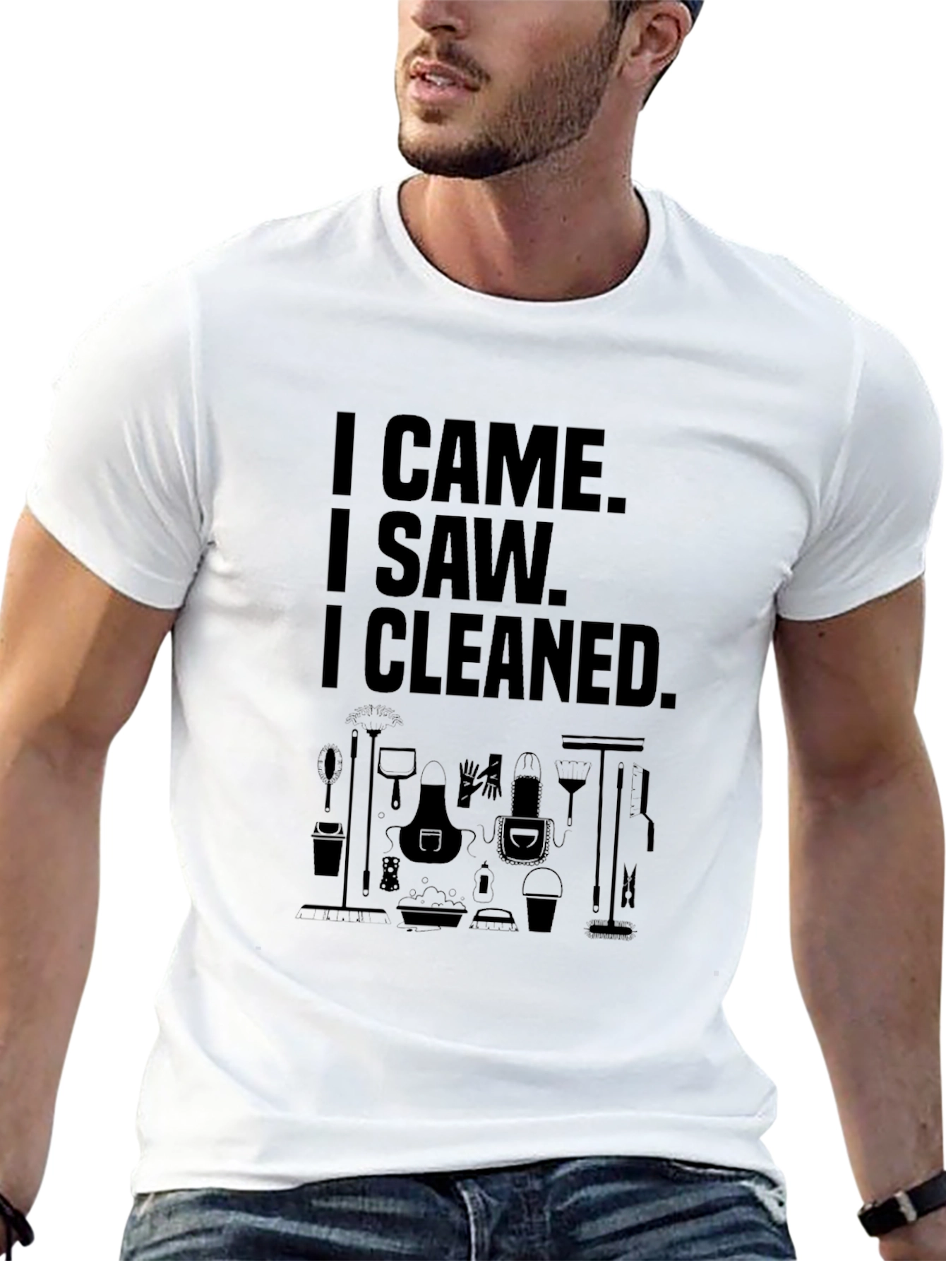 Black Funny Cleaning Crew T-Shirt view 13