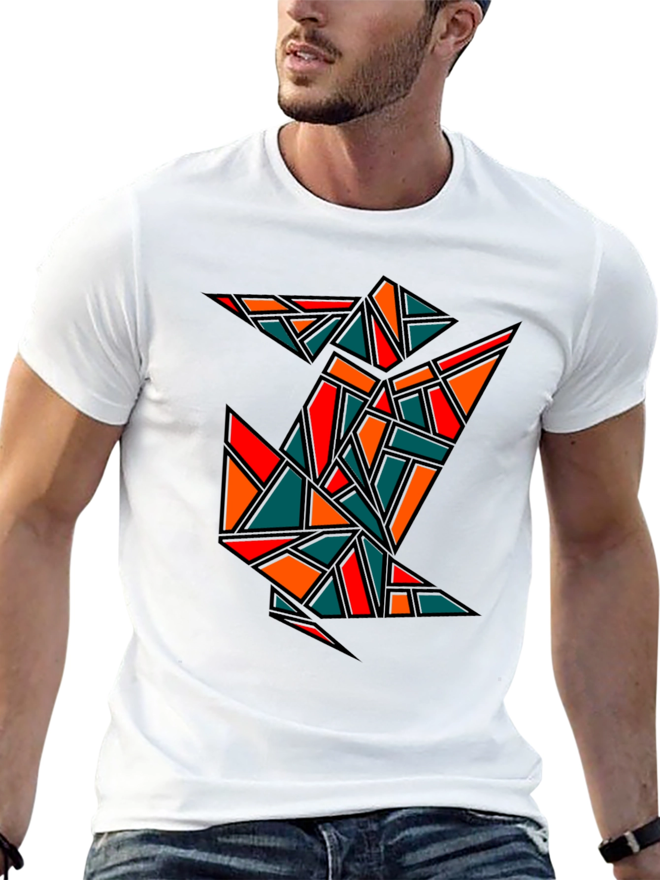 Black Geometric Crane Black T-Shirt view 13