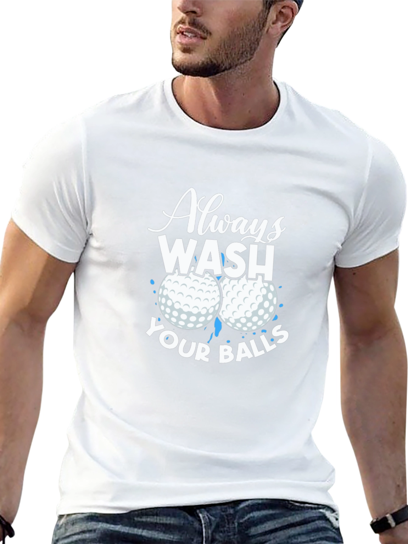 Black Always Wash Your Balls Graphic T-Shirt view 13