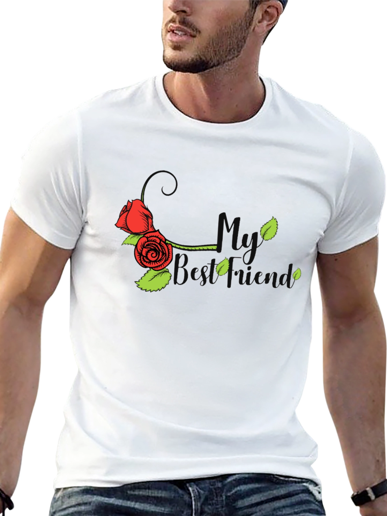Black My Best Friend Rose Graphic T-Shirt view 13