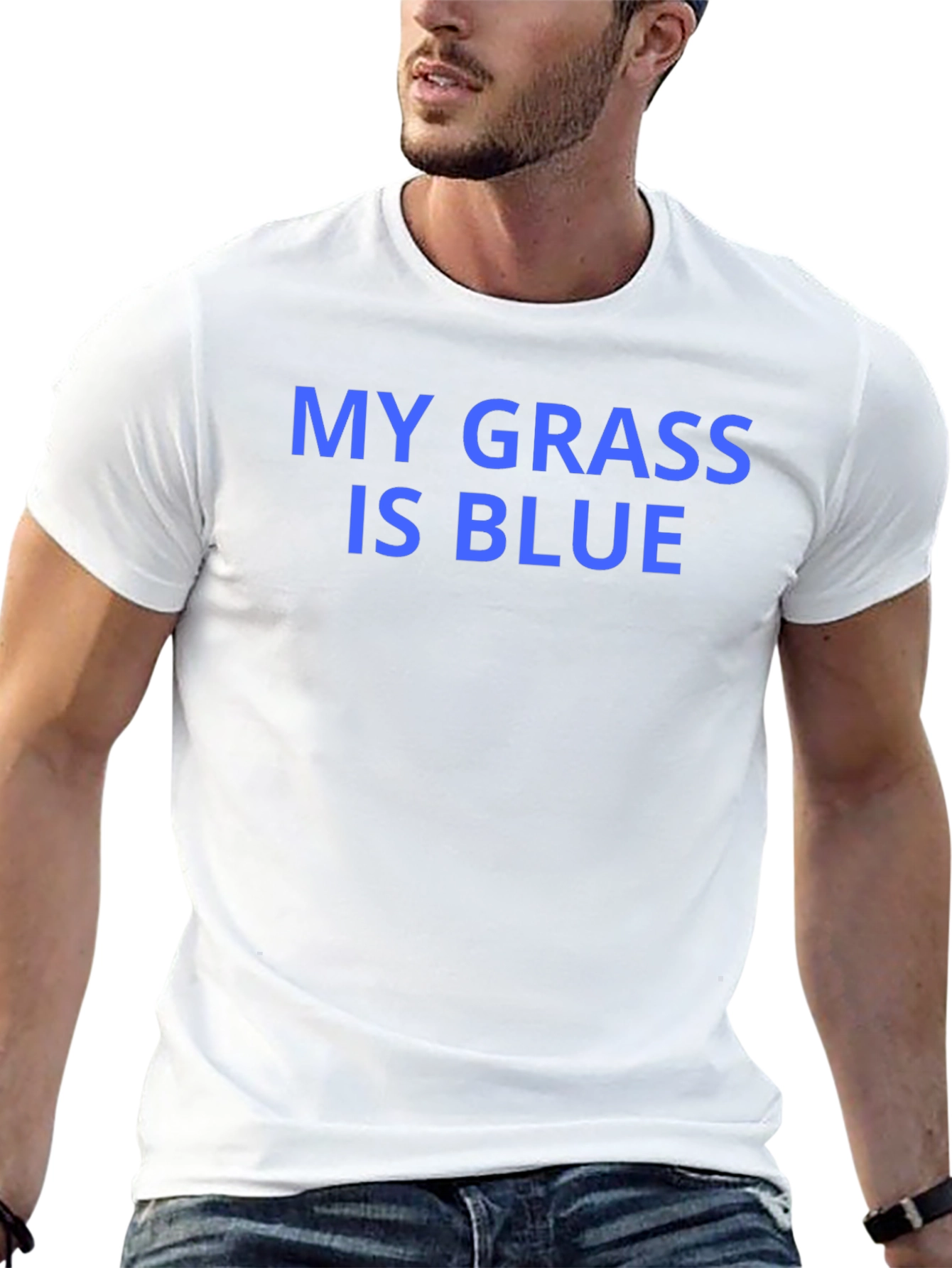Black My Grass is Blue Graphic T-Shirt view 13