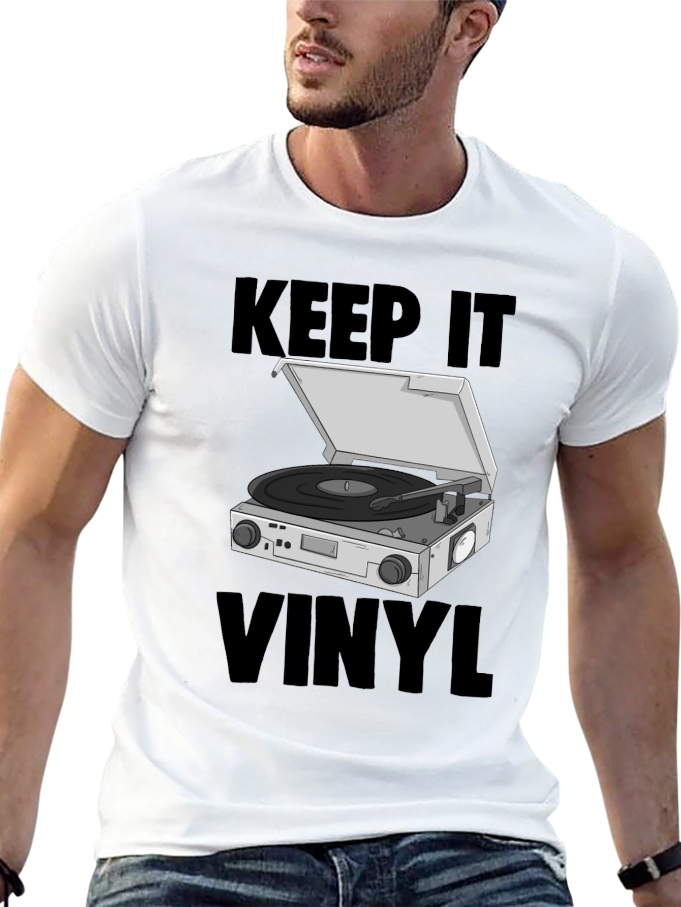 Black Keep it Vinyl T-Shirt - Retro Music Lover Tee view 13