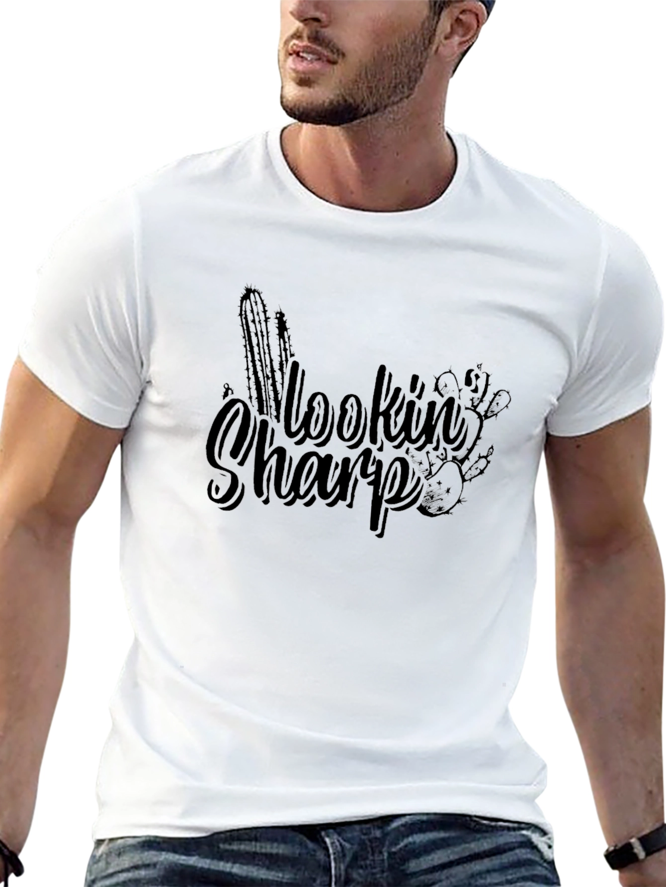 Black Lookin' Sharp Graphic Tee - Black Cotton T-Shirt view 13