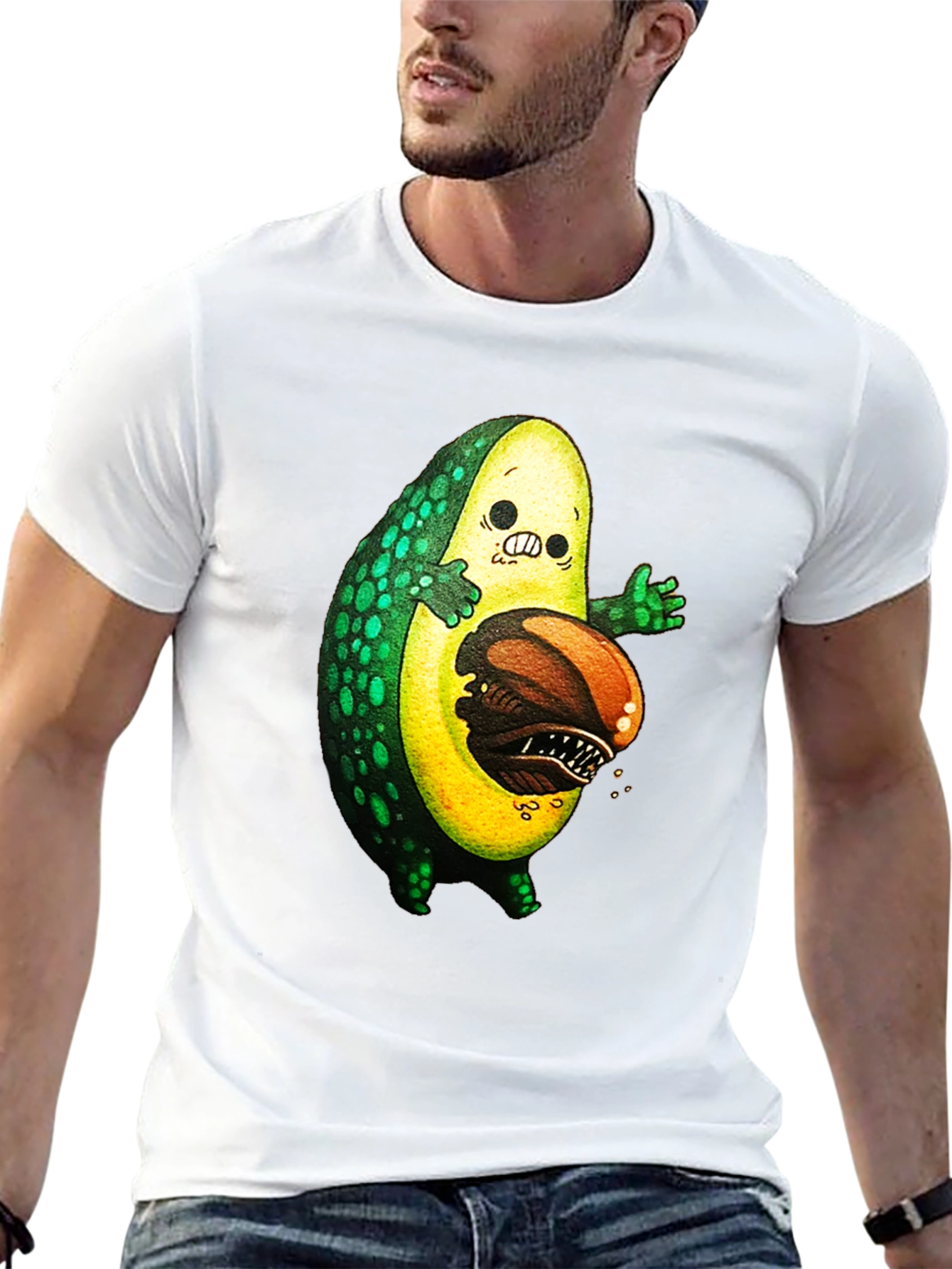 Black Avocado Monster Graphic T-Shirt - Unique Design view 13