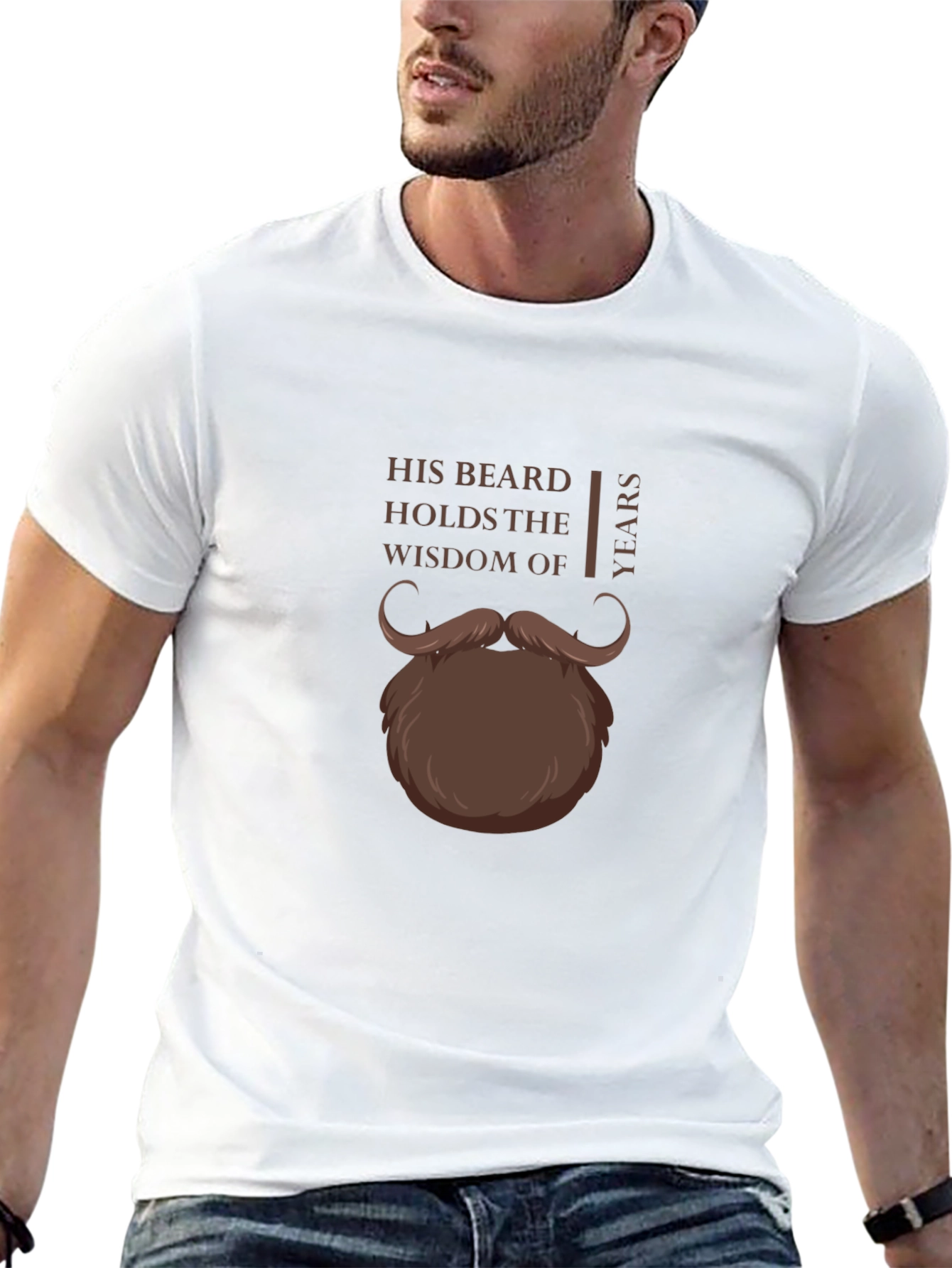Black His Beard Wisdom T-Shirt - Funny Graphic Tee view 13