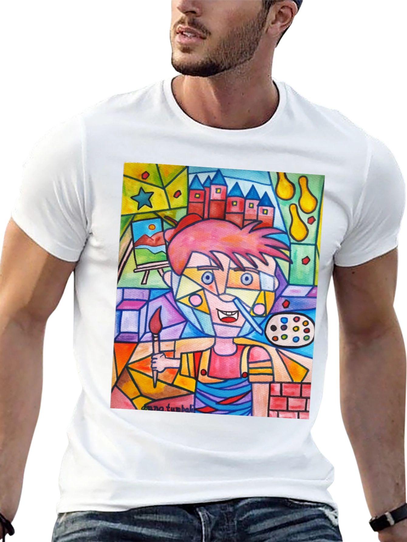 Black Artistic Painter Graphic Tee view 13