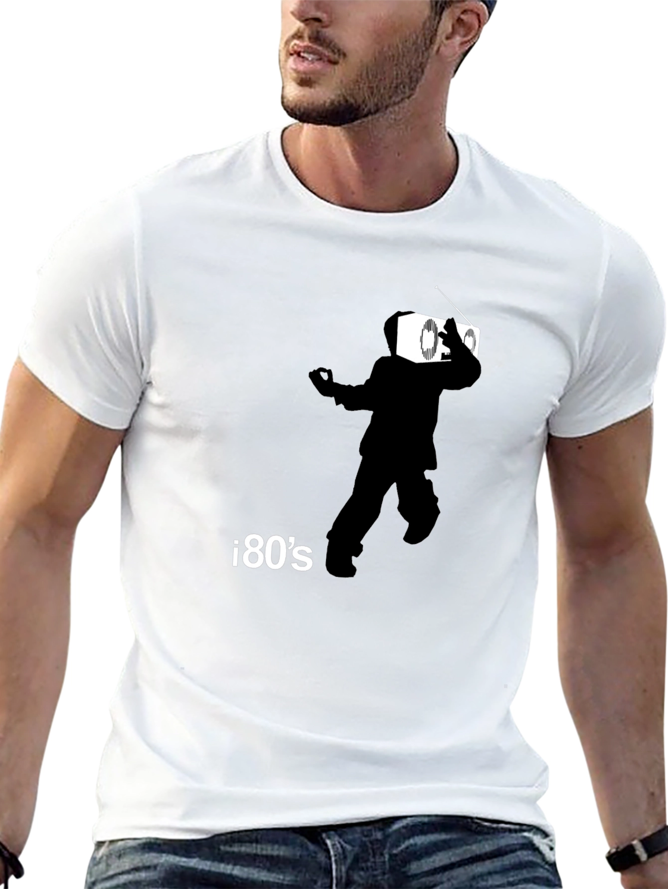 Black Retro 80's Radio Head Graphic Tee - Black view 13