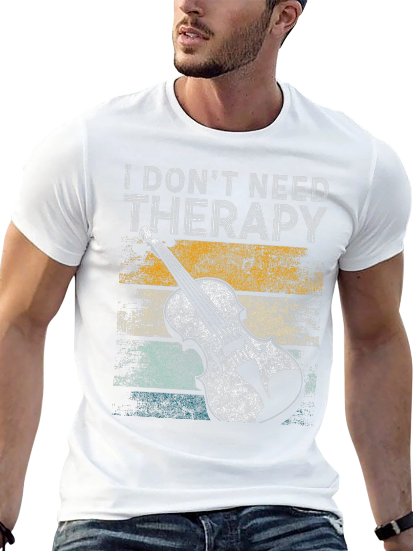 Black I Don't Need Therapy Violin T-Shirt view 13