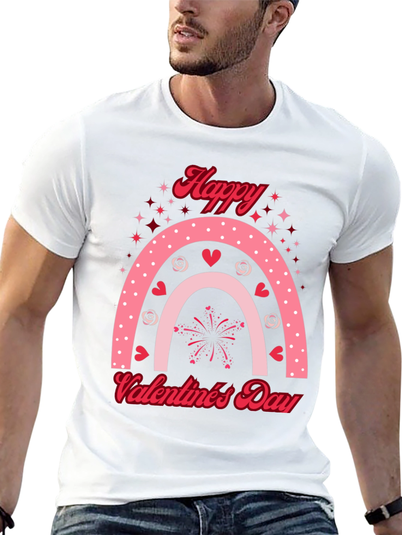 Black Happy Valentine's Day Rainbow T-Shirt view 13