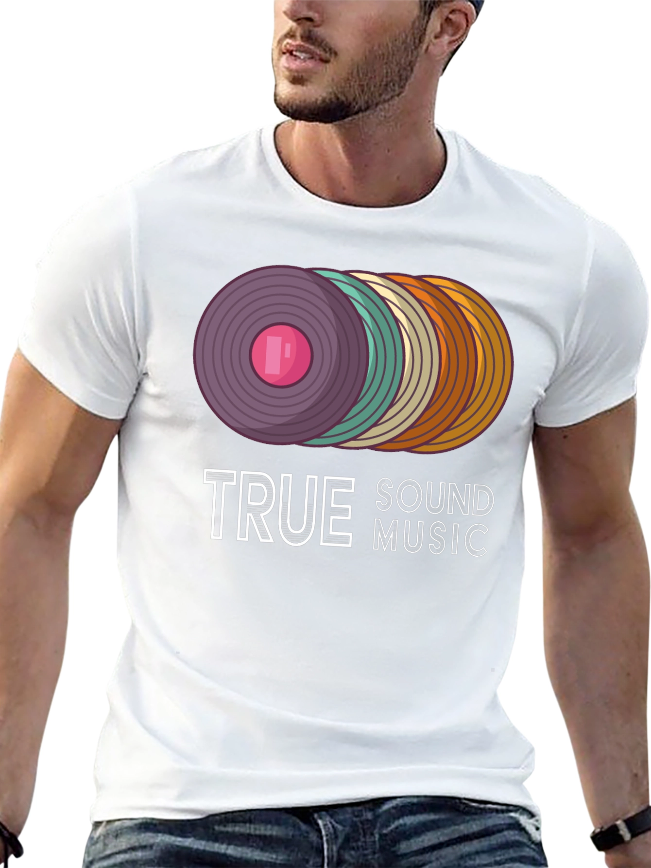 Black True Sound Music Retro Vinyl Record Graphic Tee view 13