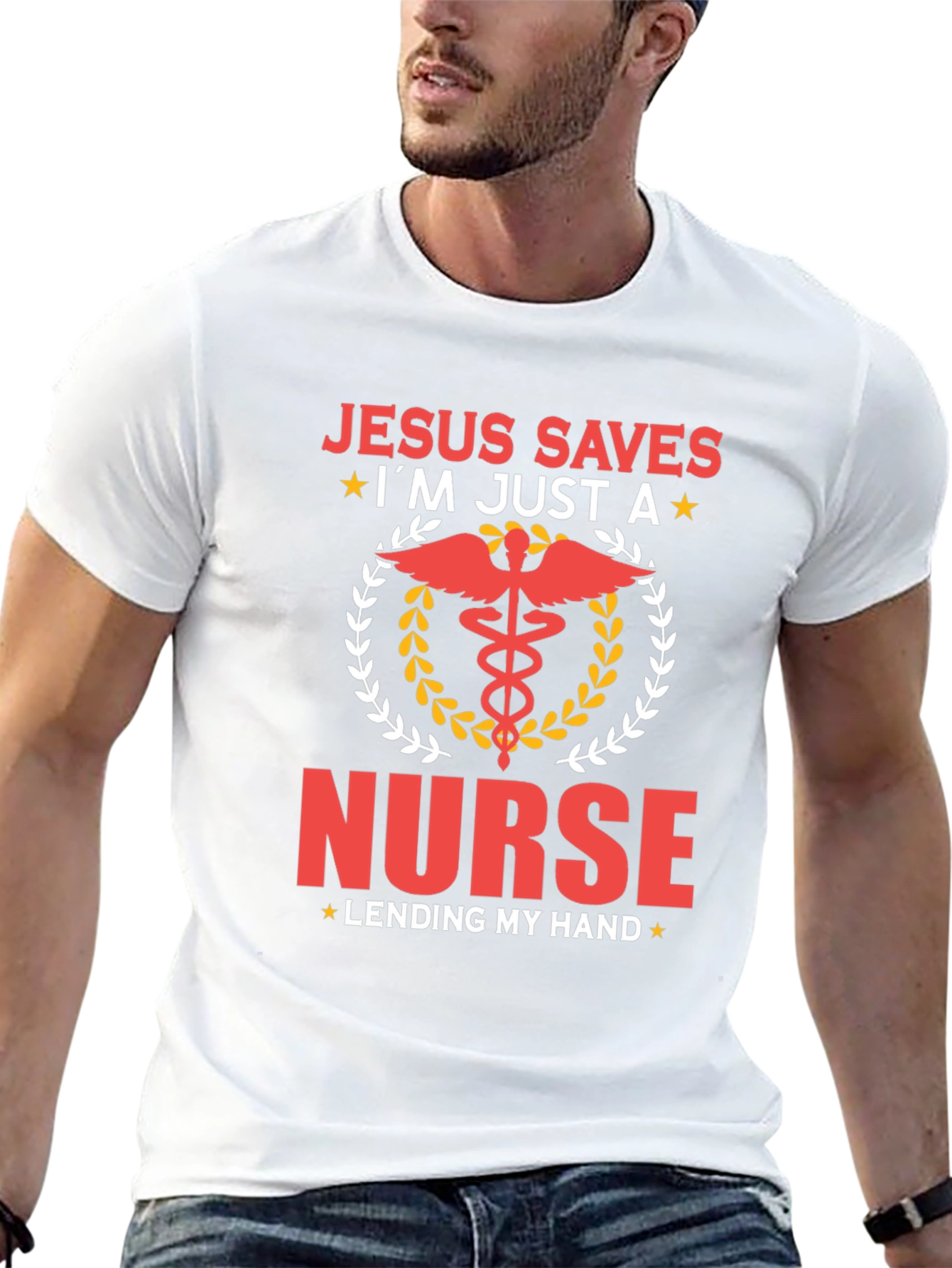 Black Jesus Saves I'm Just A Nurse T-Shirt view 13