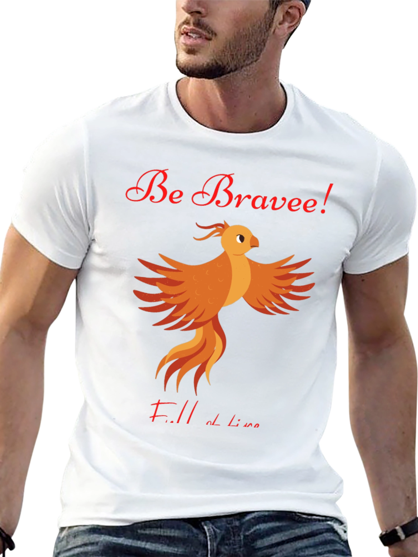 Black Be Brave Phoenix Graphic Tee - Motivational T-Shirt view 13
