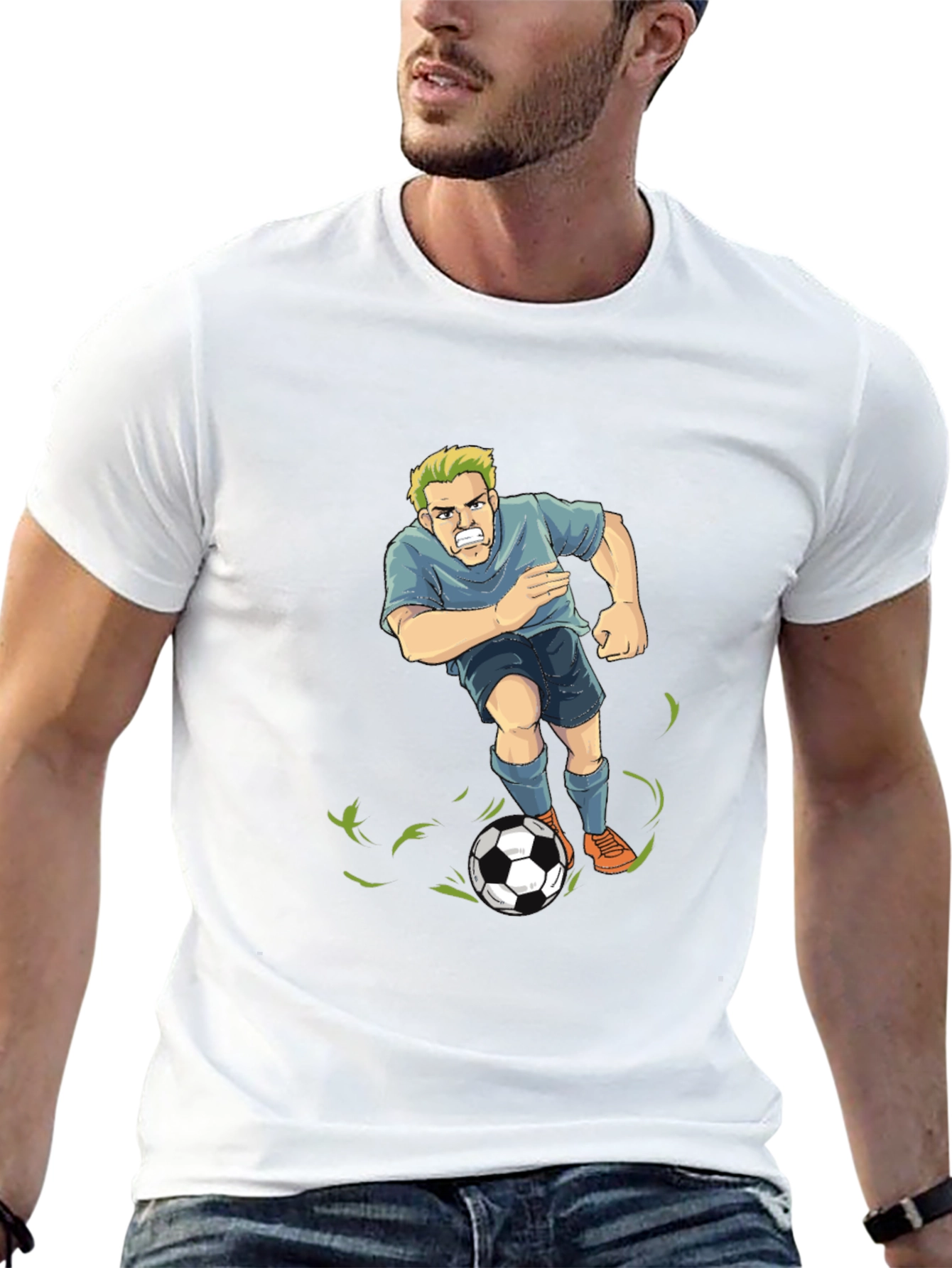 Black Soccer Player Graphic T-Shirt - Black view 13