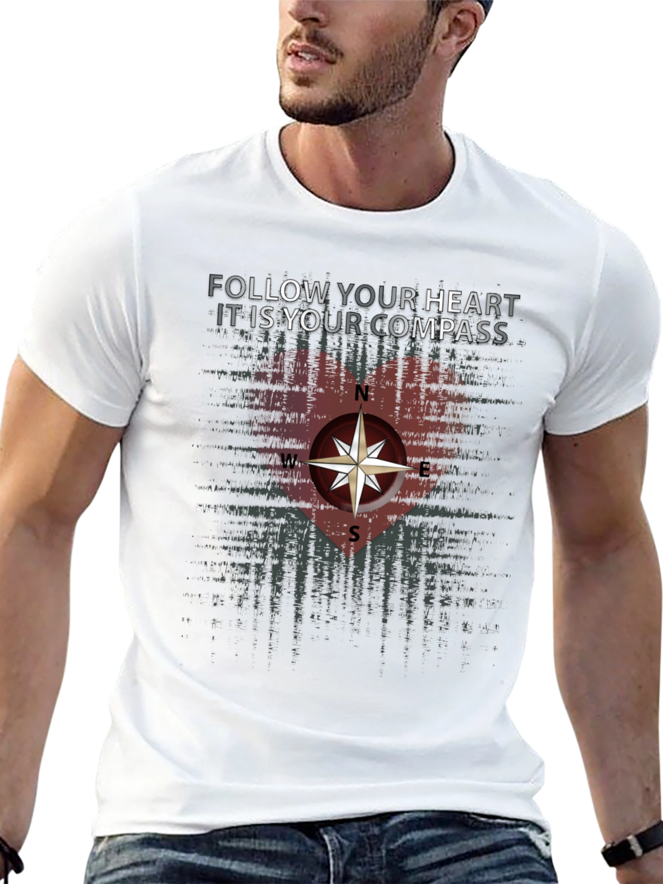 Black Follow Your Heart Compass Graphic Tee view 13