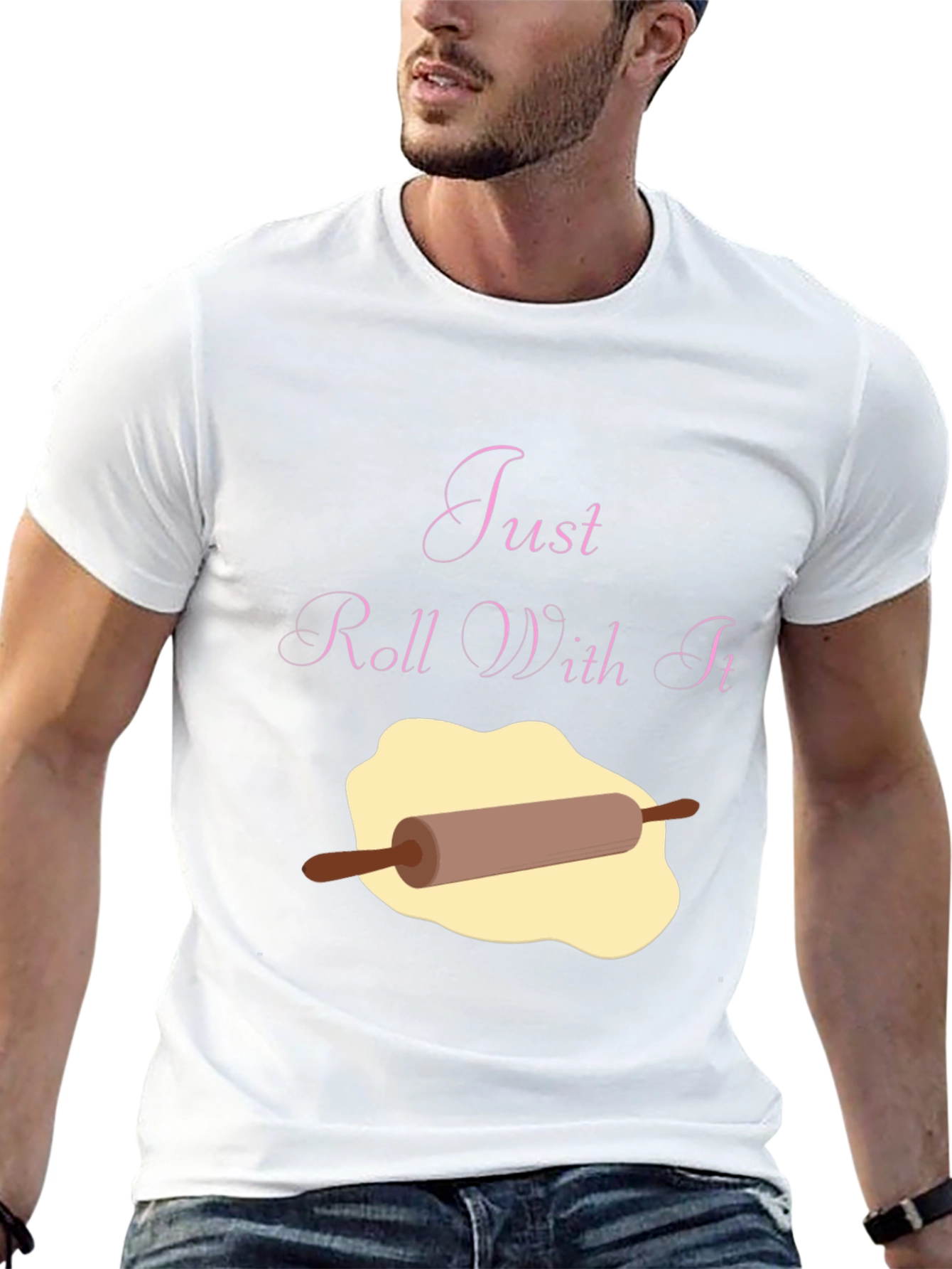 Black Just Roll With It Funny Baking T-Shirt view 13