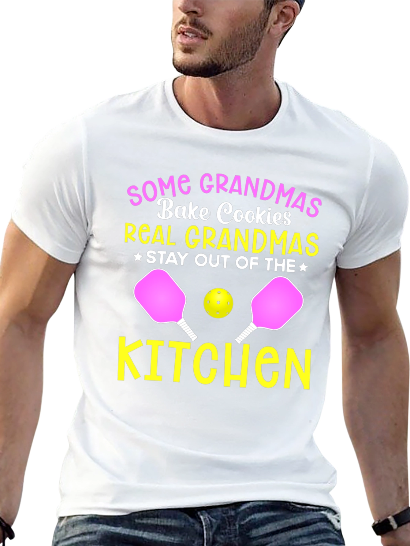 Black Pickleball Grandmas Stay Out of the Kitchen T-Shirt view 13