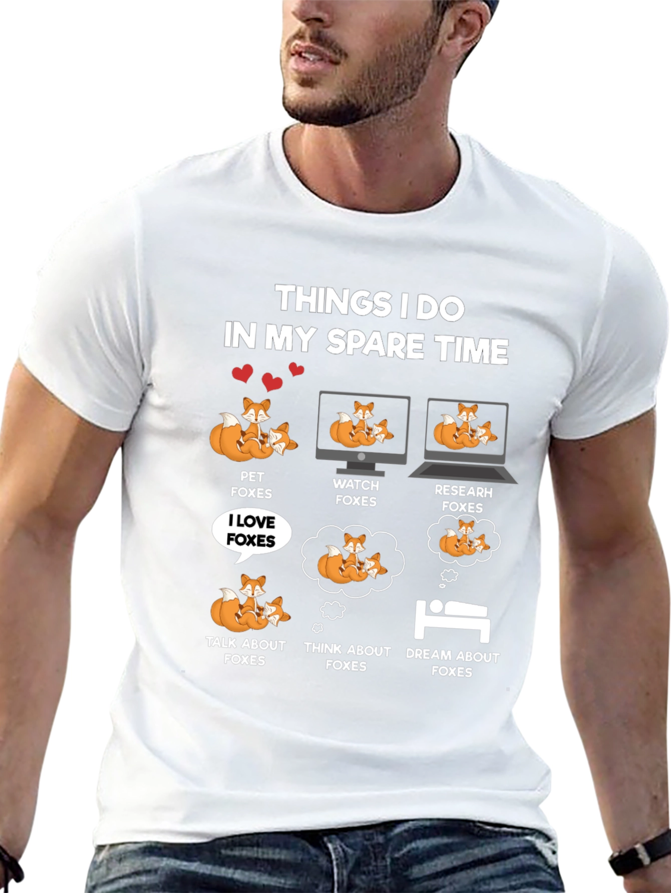 Black Funny Fox Lover T-Shirt - Spare Time Activities view 13