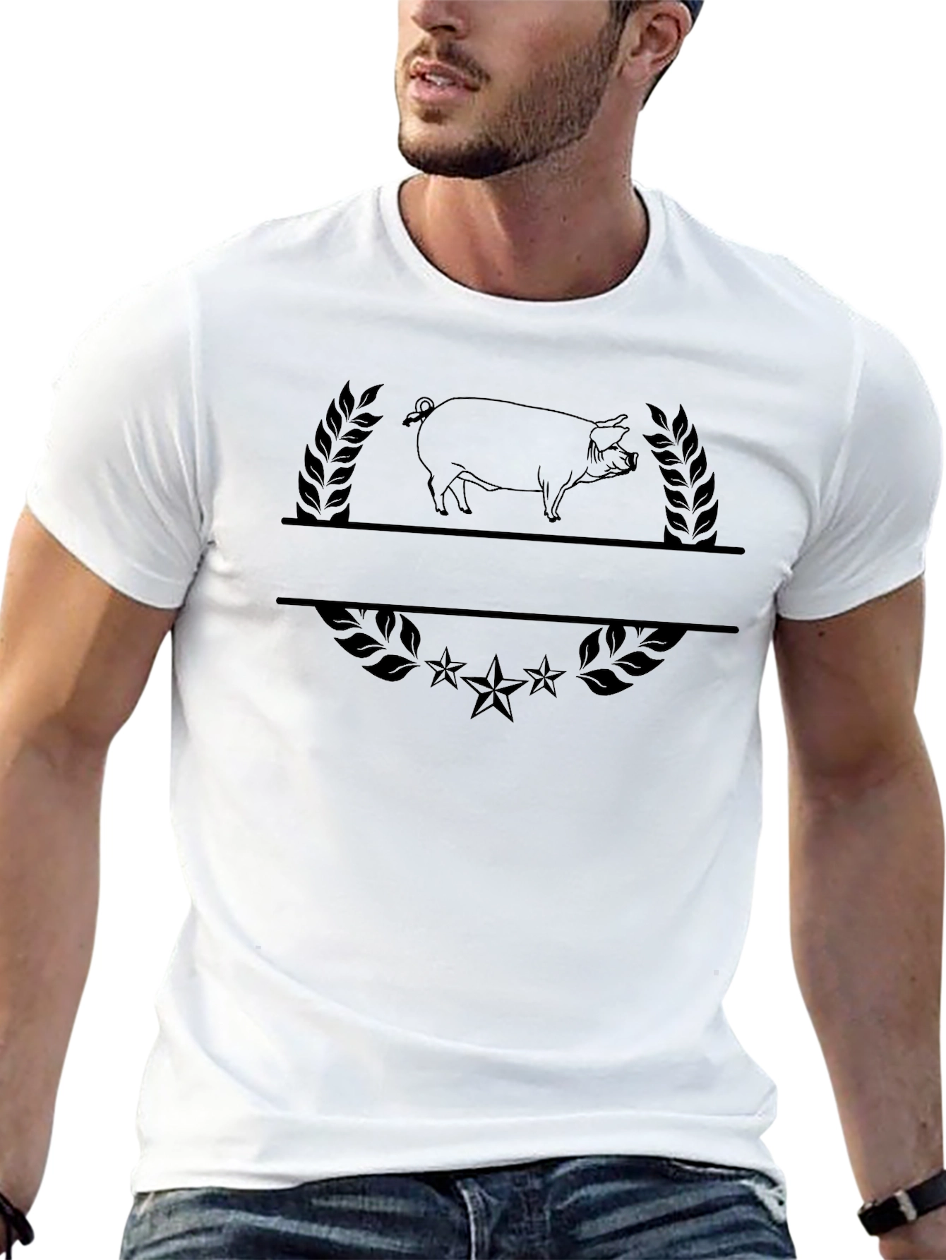 Black Pig Graphic Tee - Farm Animal T-Shirt view 13