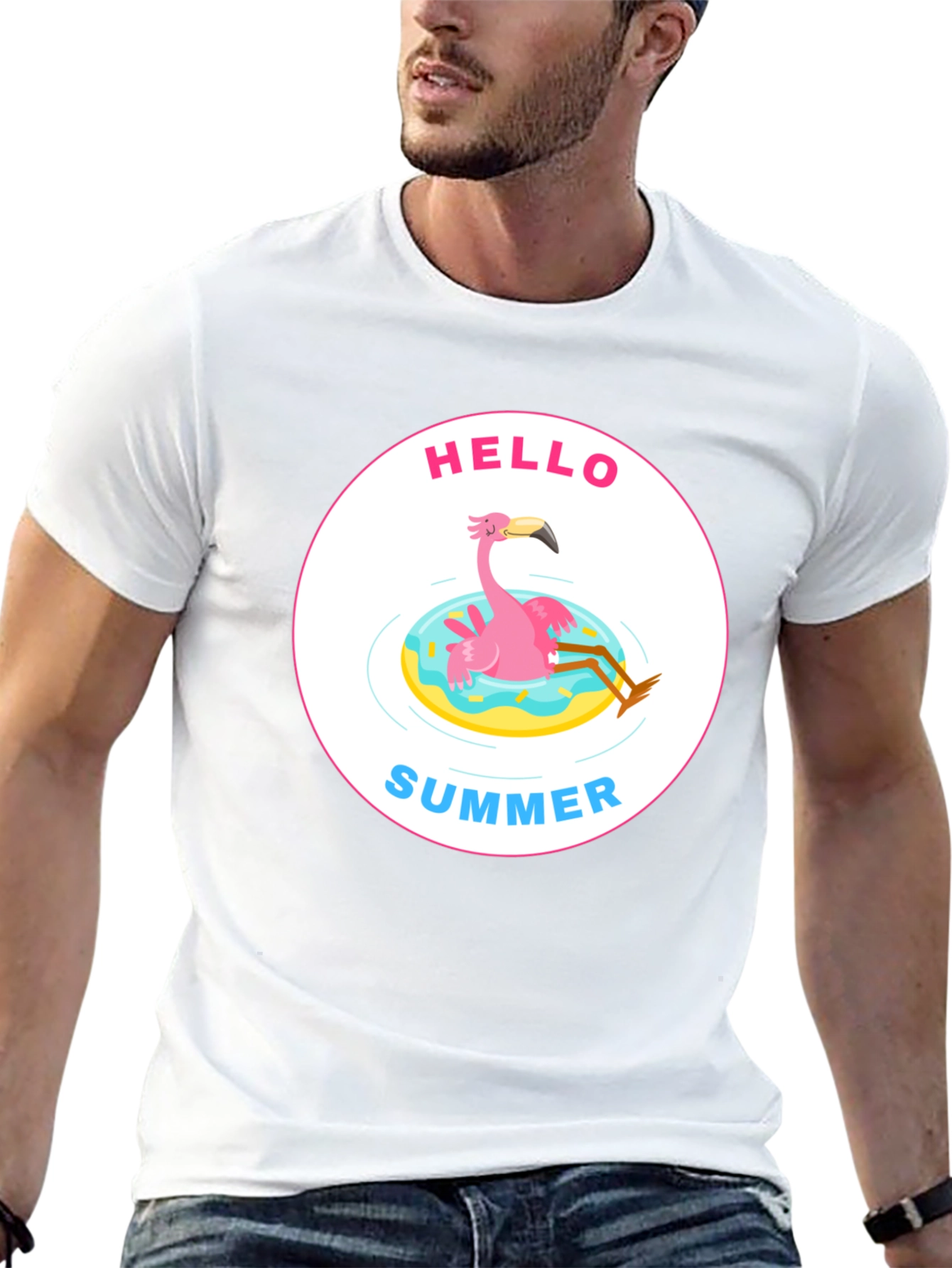 Black Hello Summer Flamingo Graphic Tee view 13