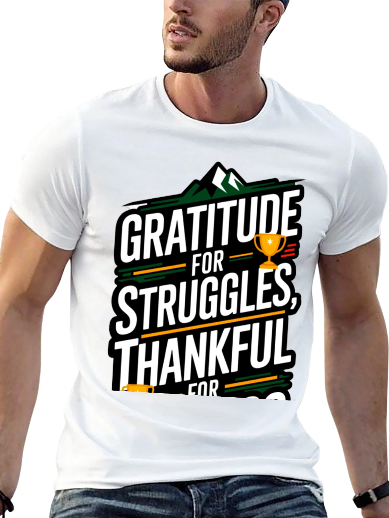Black Gratitude T-Shirt - Thankful For Struggles view 13