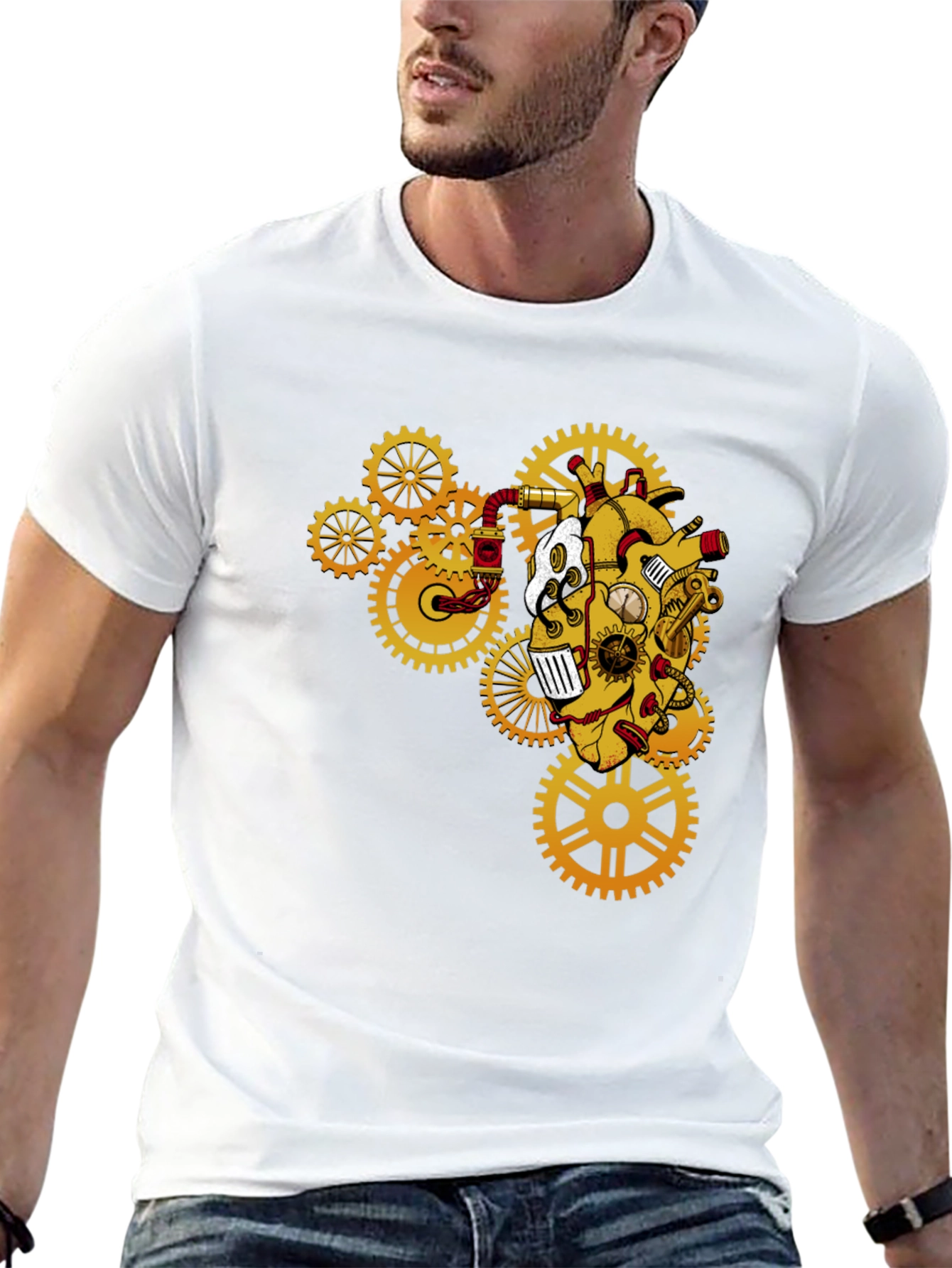 Black Steampunk Heart Gear T-Shirt view 13