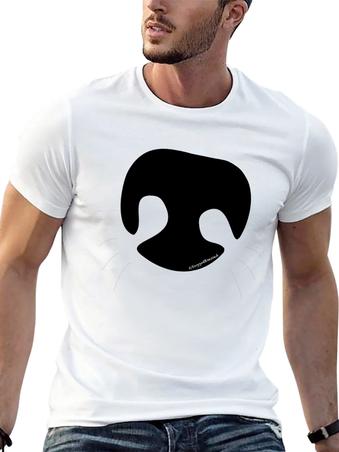 Black Dog Nose Graphic T-Shirt - Unisex Casual Tee view 13