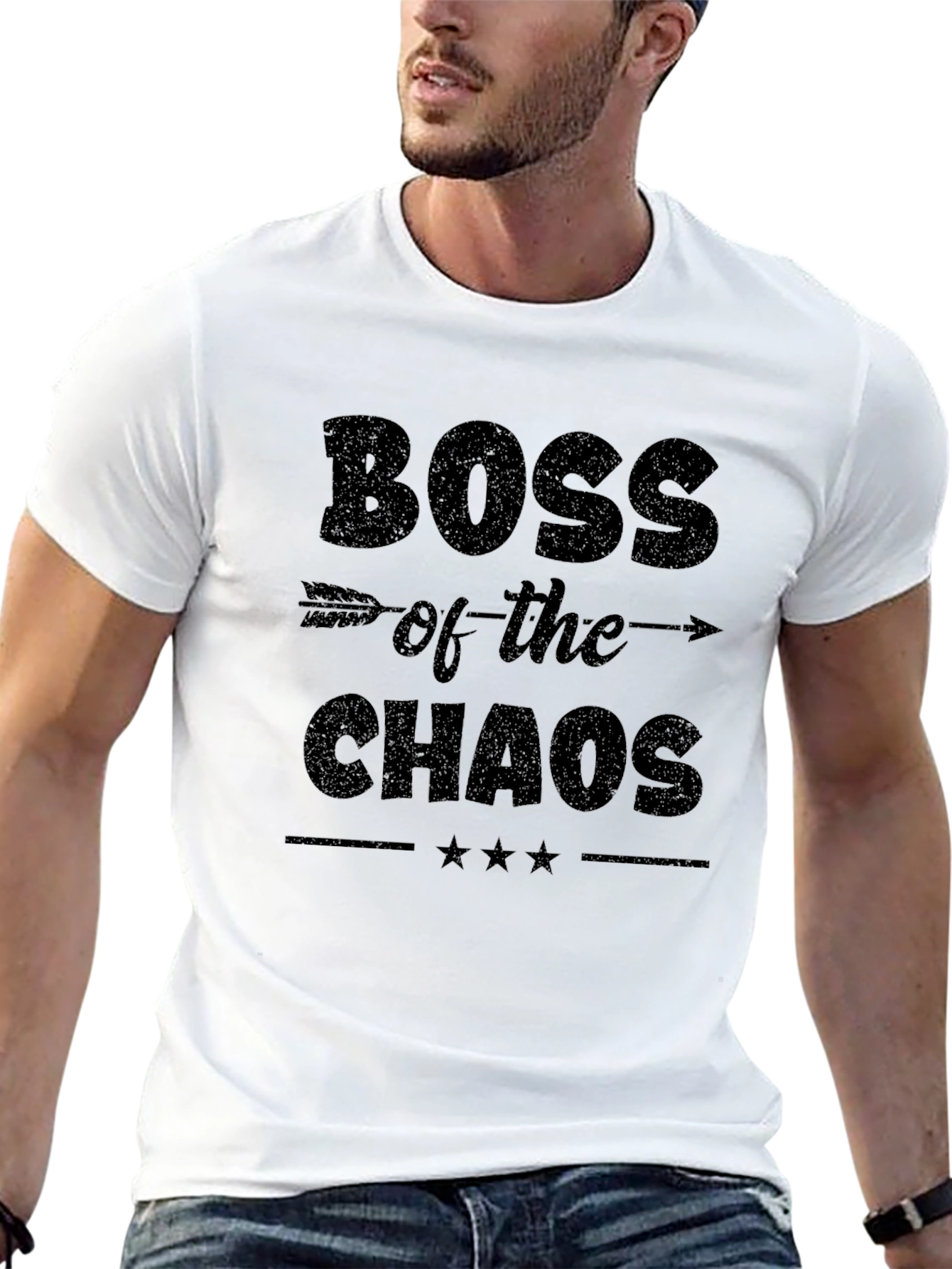 Black Boss of the Chaos Black Graphic T-Shirt view 13
