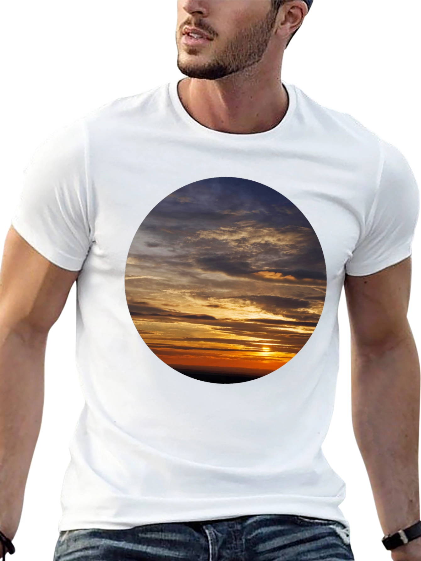 Black Sunset Sky Graphic Tee - Soft Cotton Casual Shirt view 13