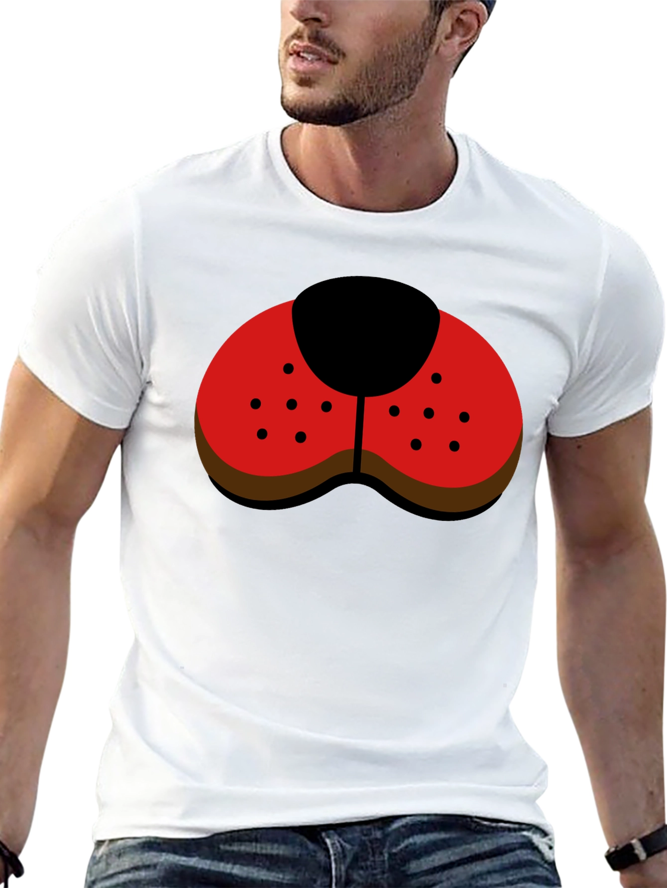 Black Ladybug Nose Graphic Tee - Black Casual Shirt view 13