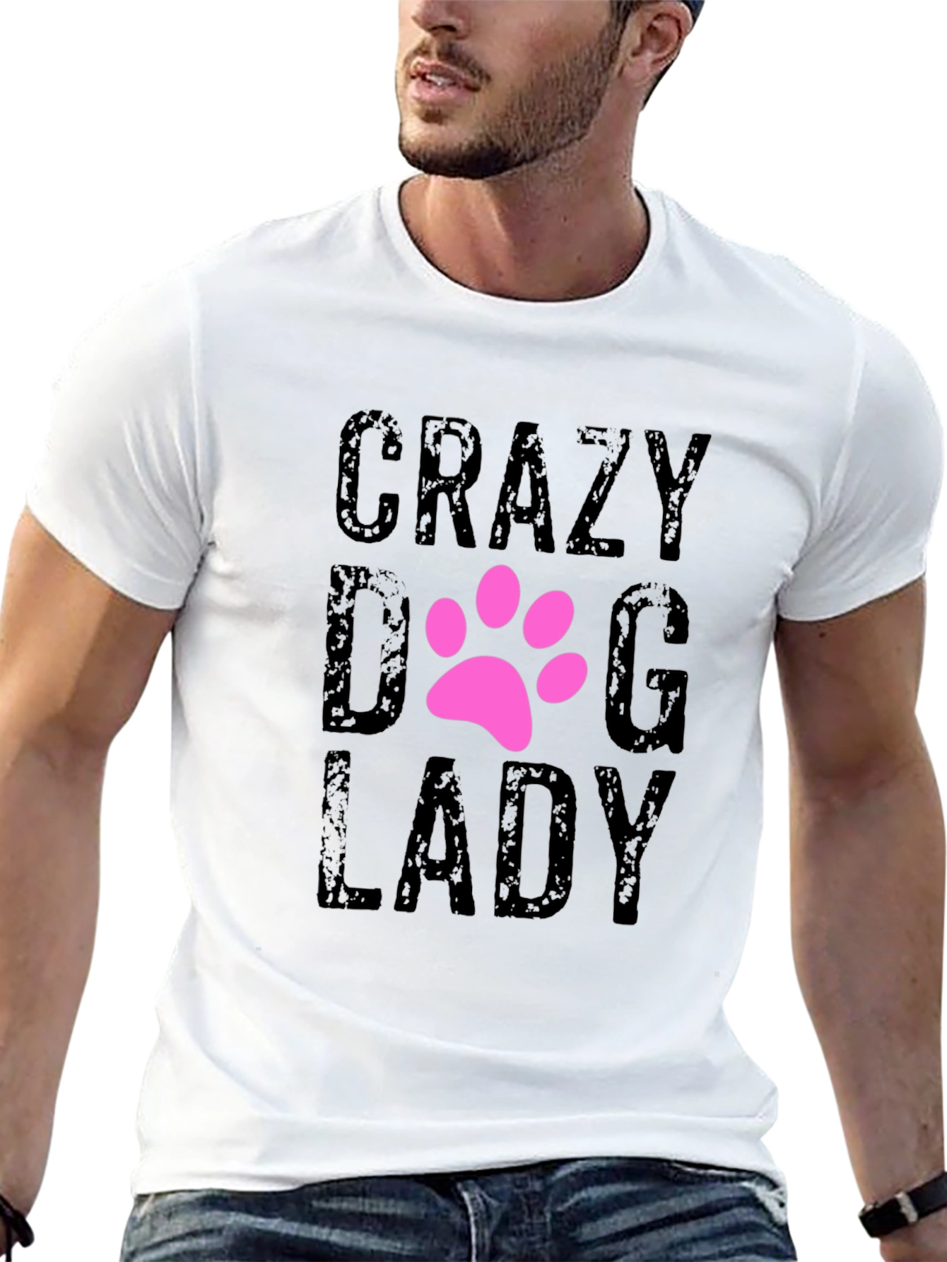 Black Crazy Dog Lady T-Shirt - Cute Pet Lover Tee view 13