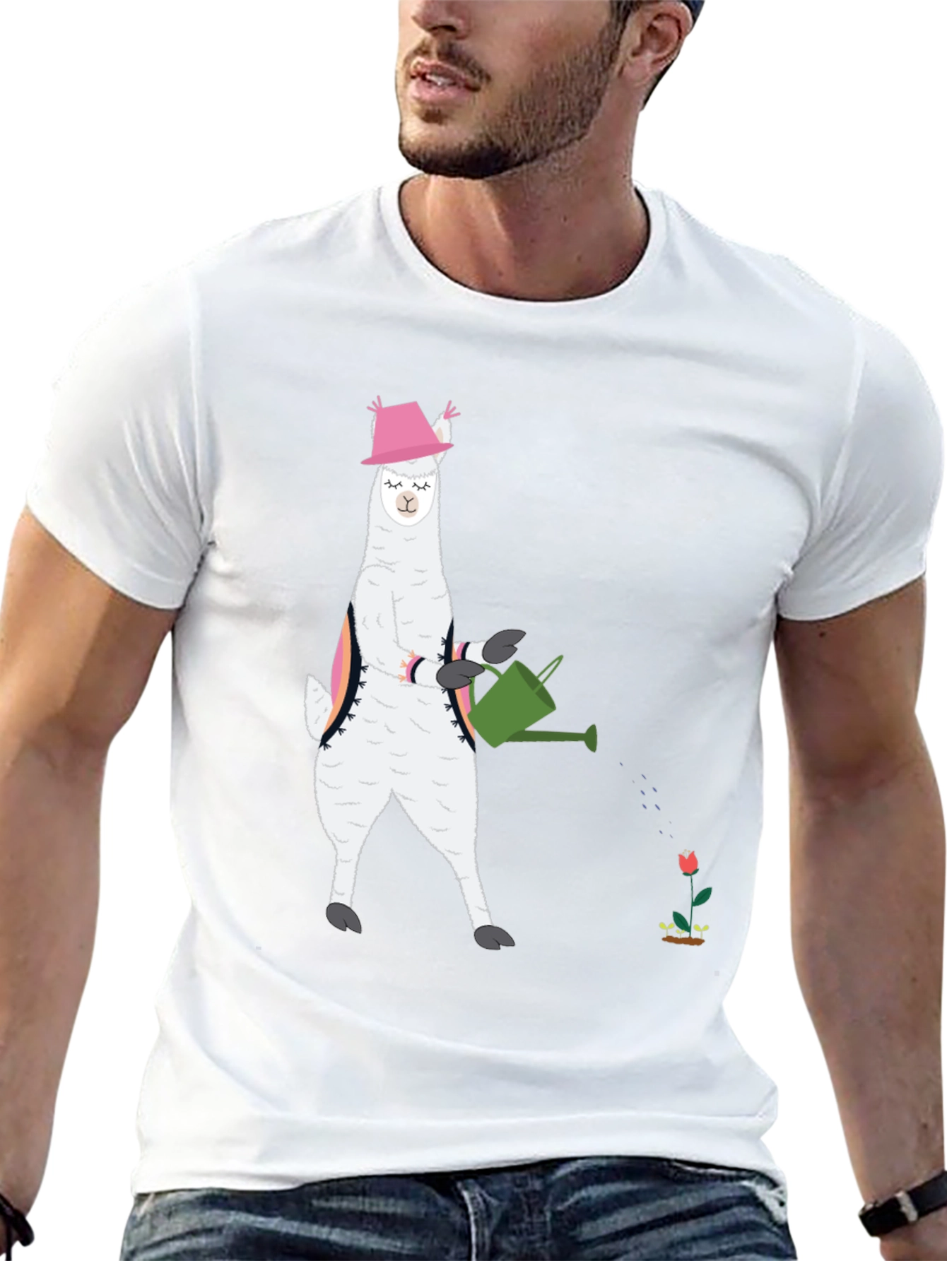 Black Llama Gardening T-Shirt - Cute Animal Tee view 13