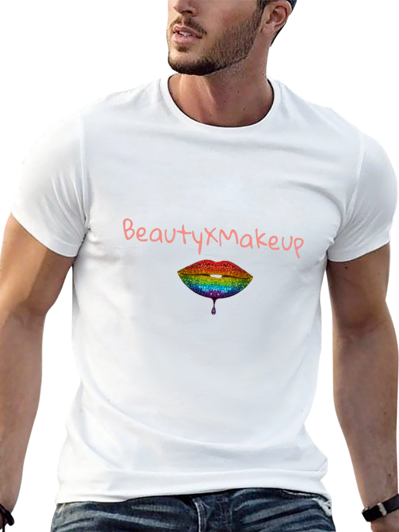 Black BeautyxMakeup Rainbow Lips Graphic Tee - Unisex view 13