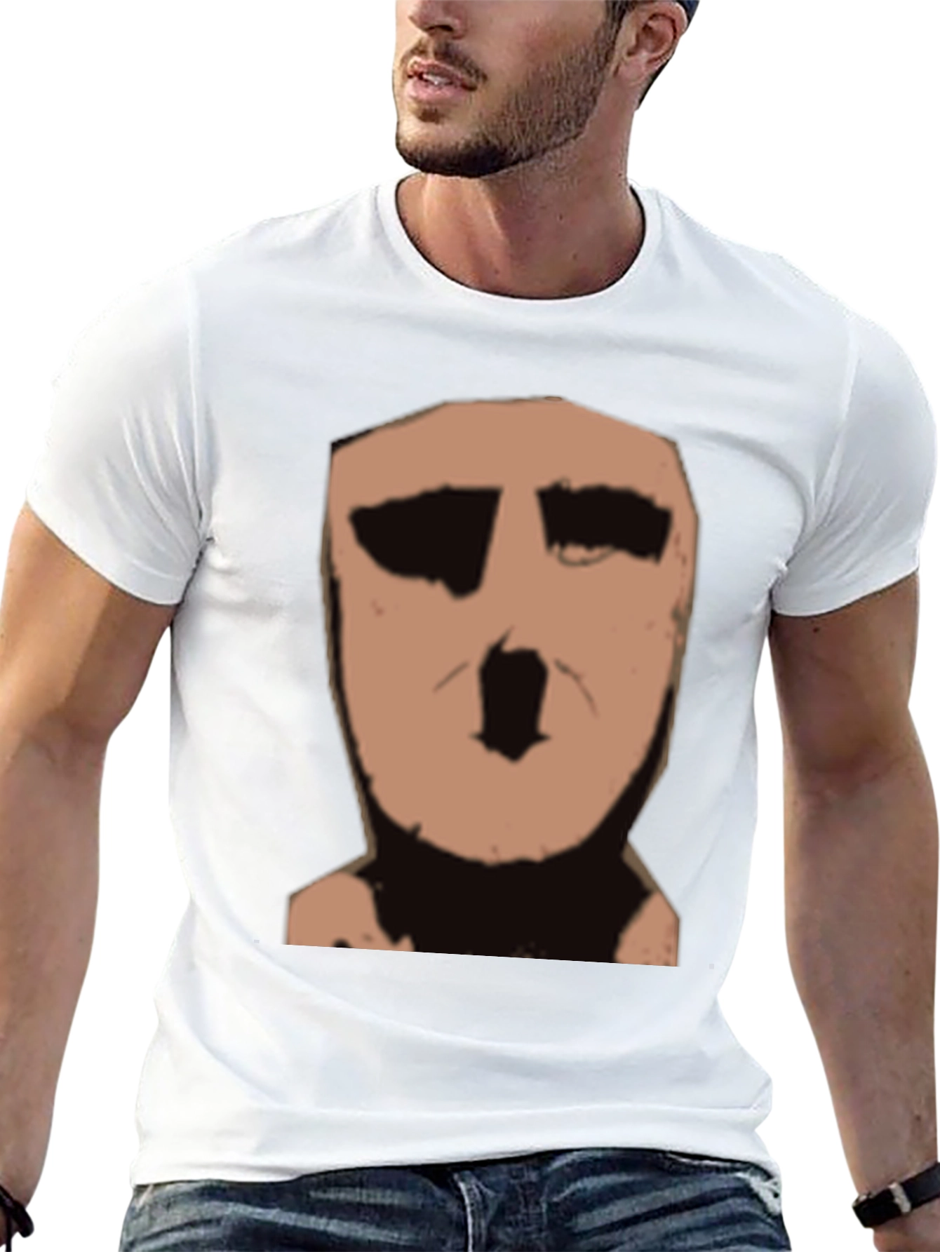 Black Abstract Face Graphic Black T-Shirt view 13