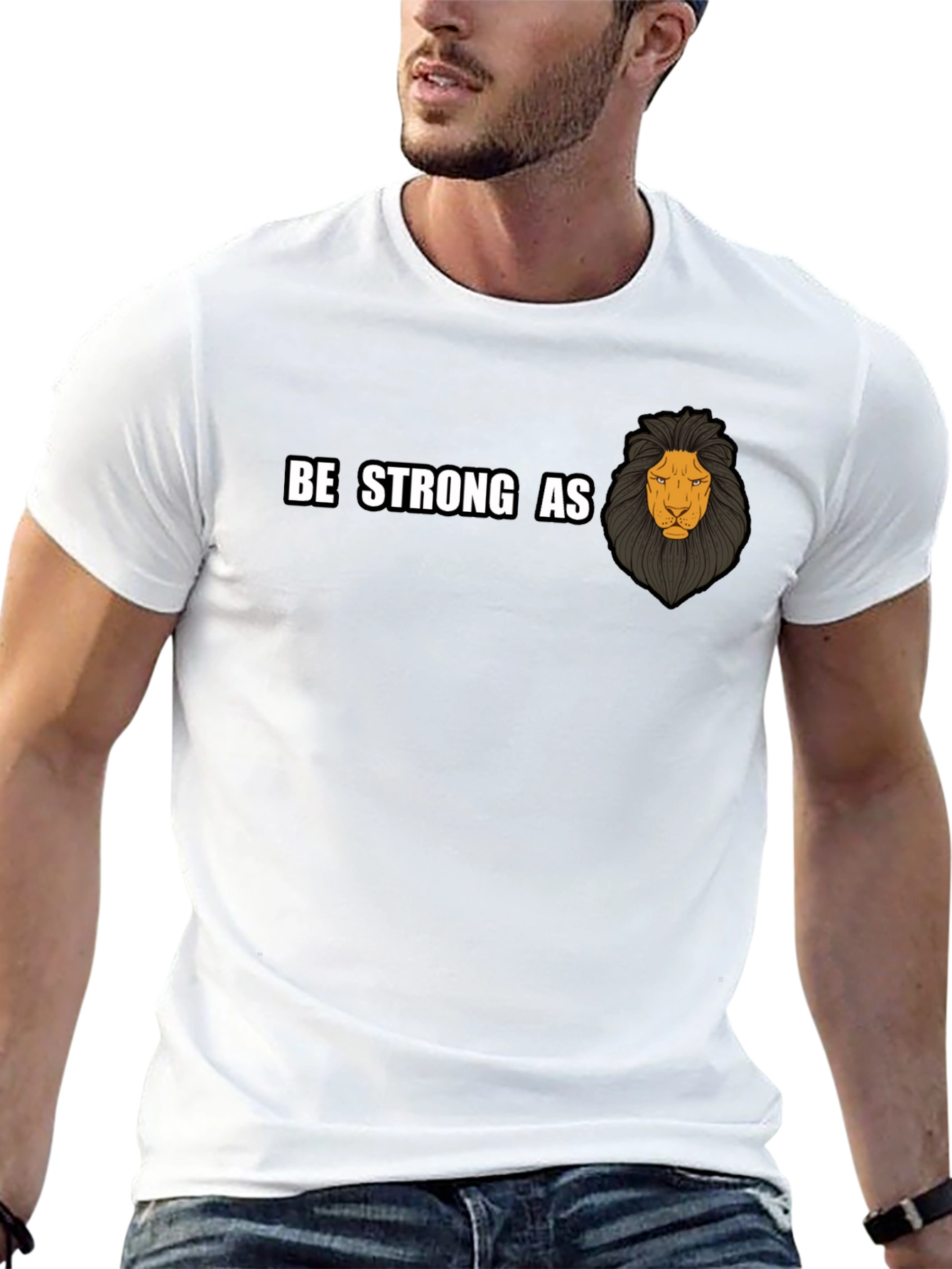 Black Be Strong As Lion Graphic T-Shirt view 13